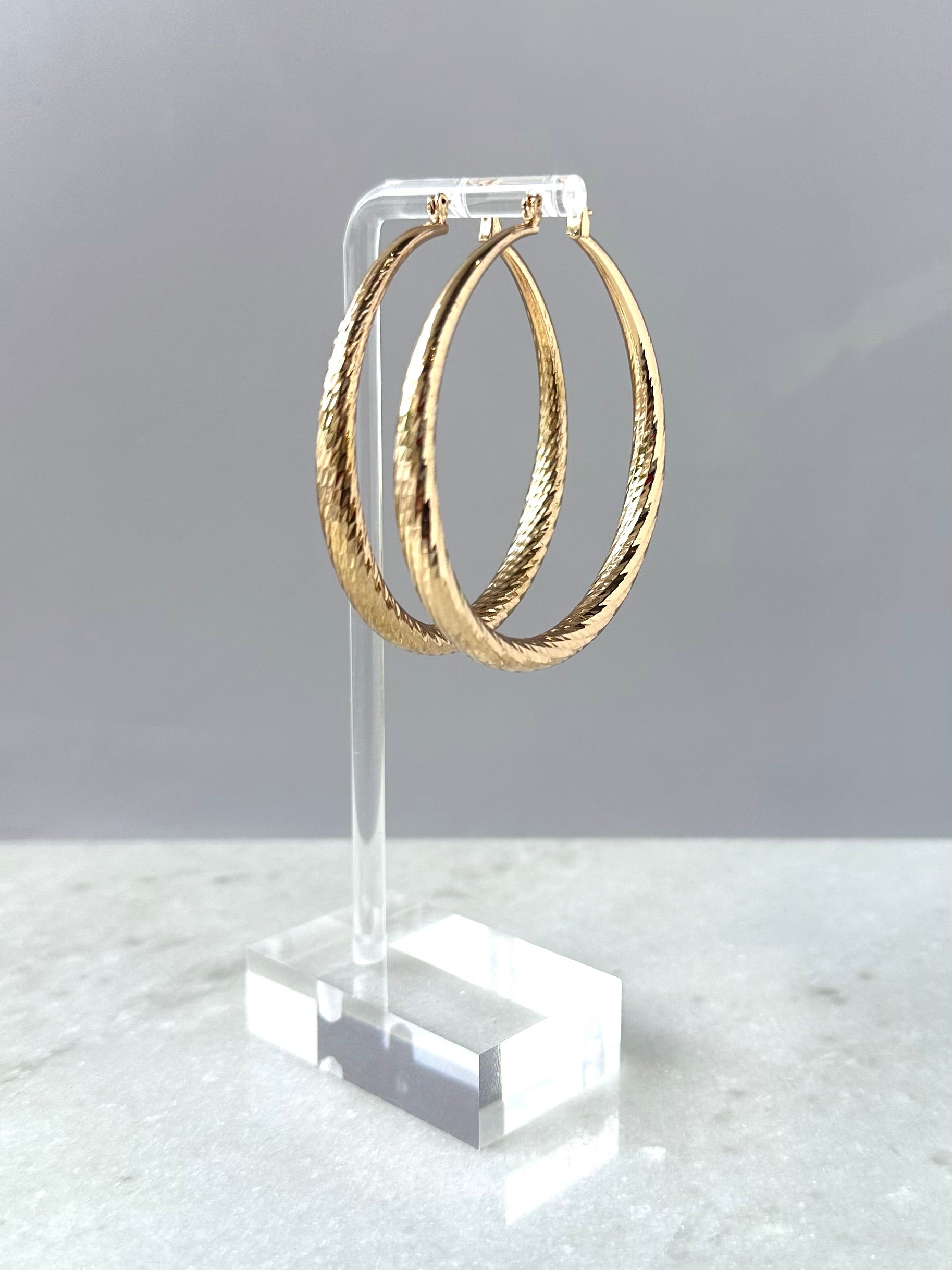 Textured Hoop Earrings-Gold