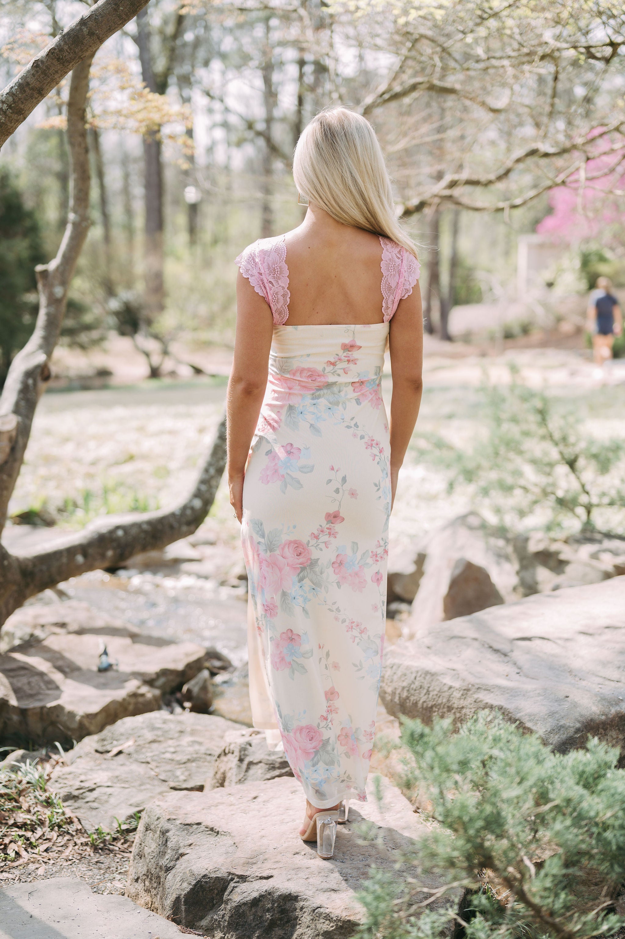 Arden Mesh Floral Maxi Dress- Yellow/Pink