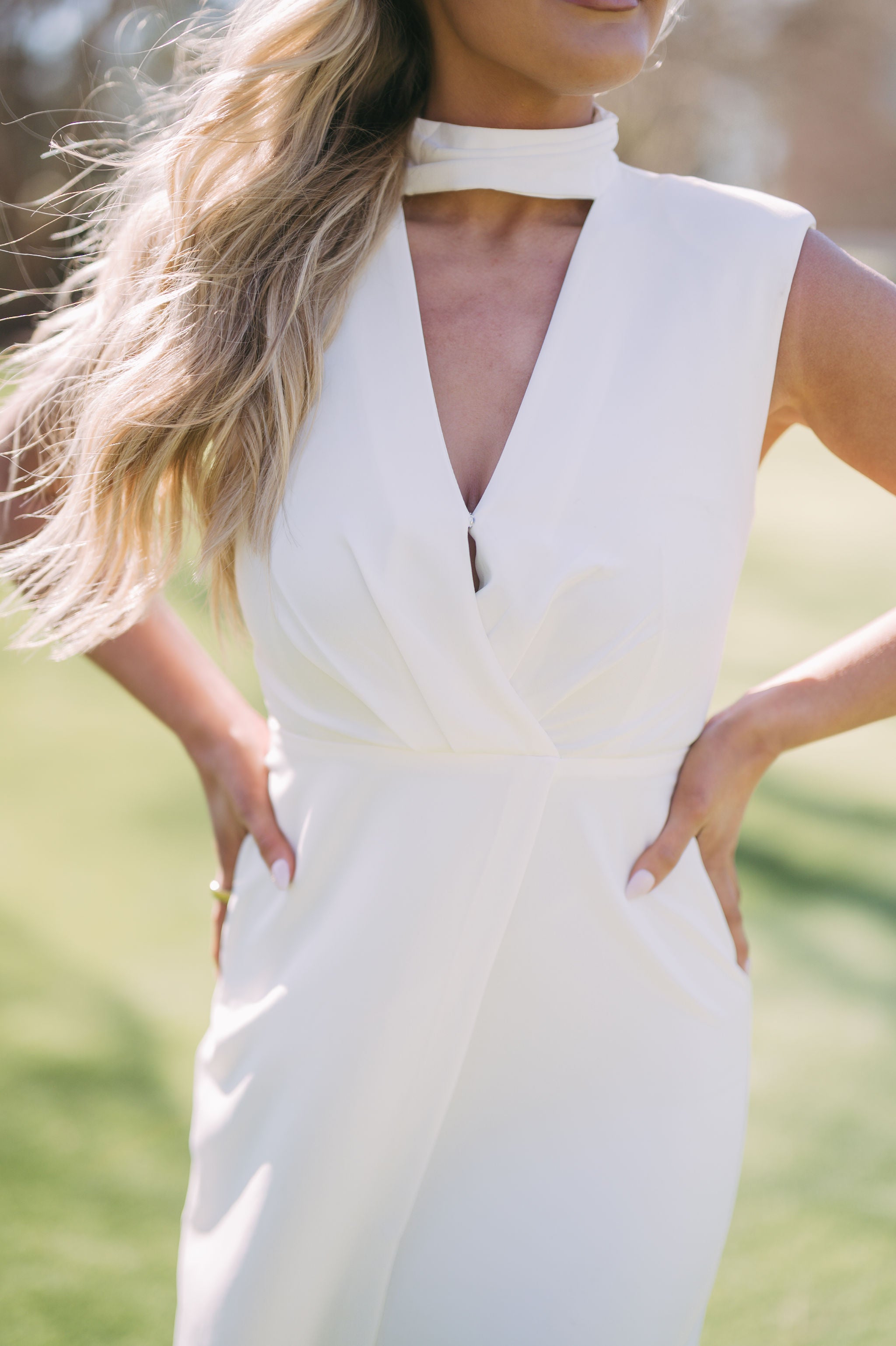Asymmetrical Cut Out Dress-White