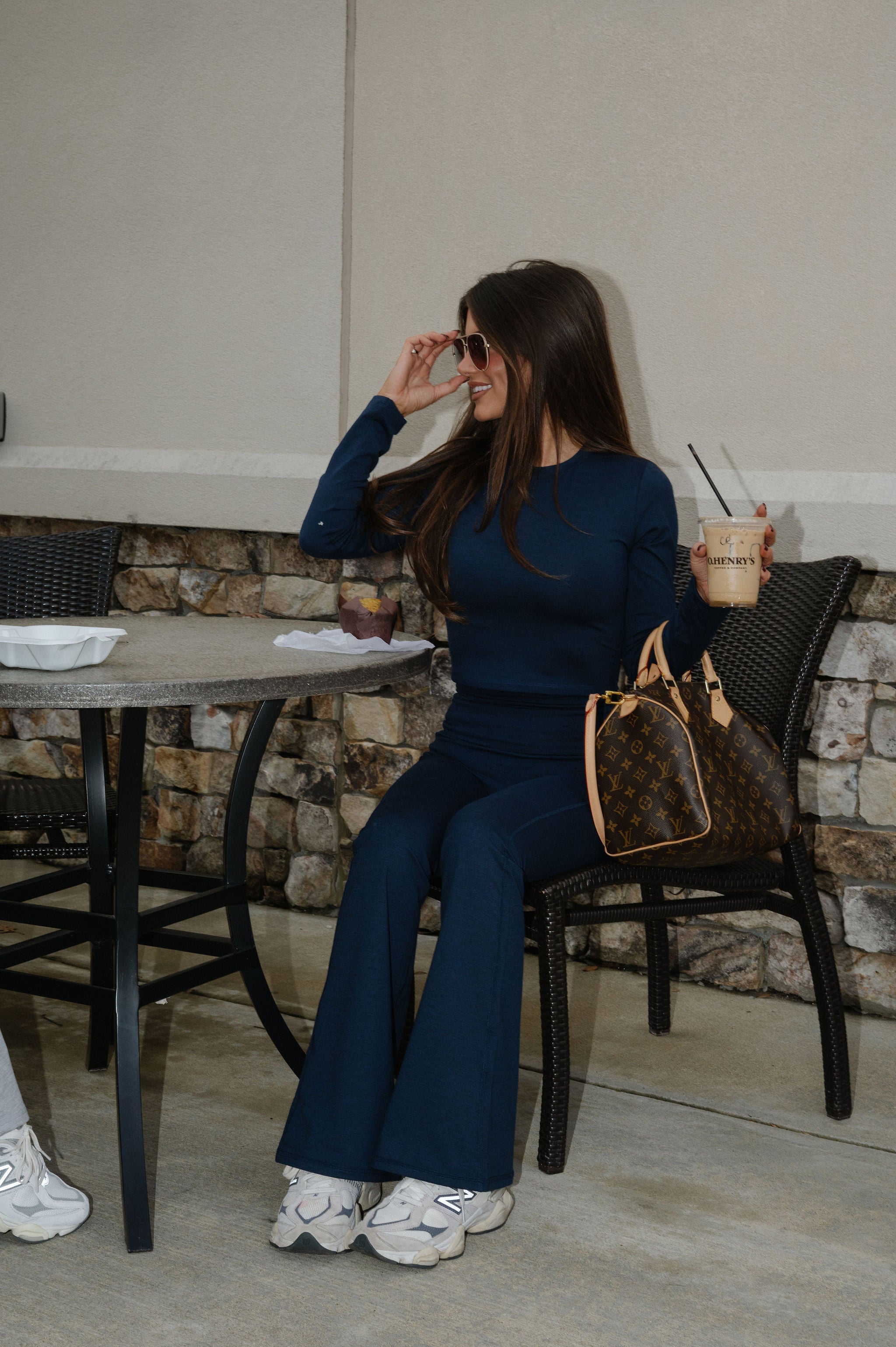 TT Active Fold Over Legging-Heathered Navy