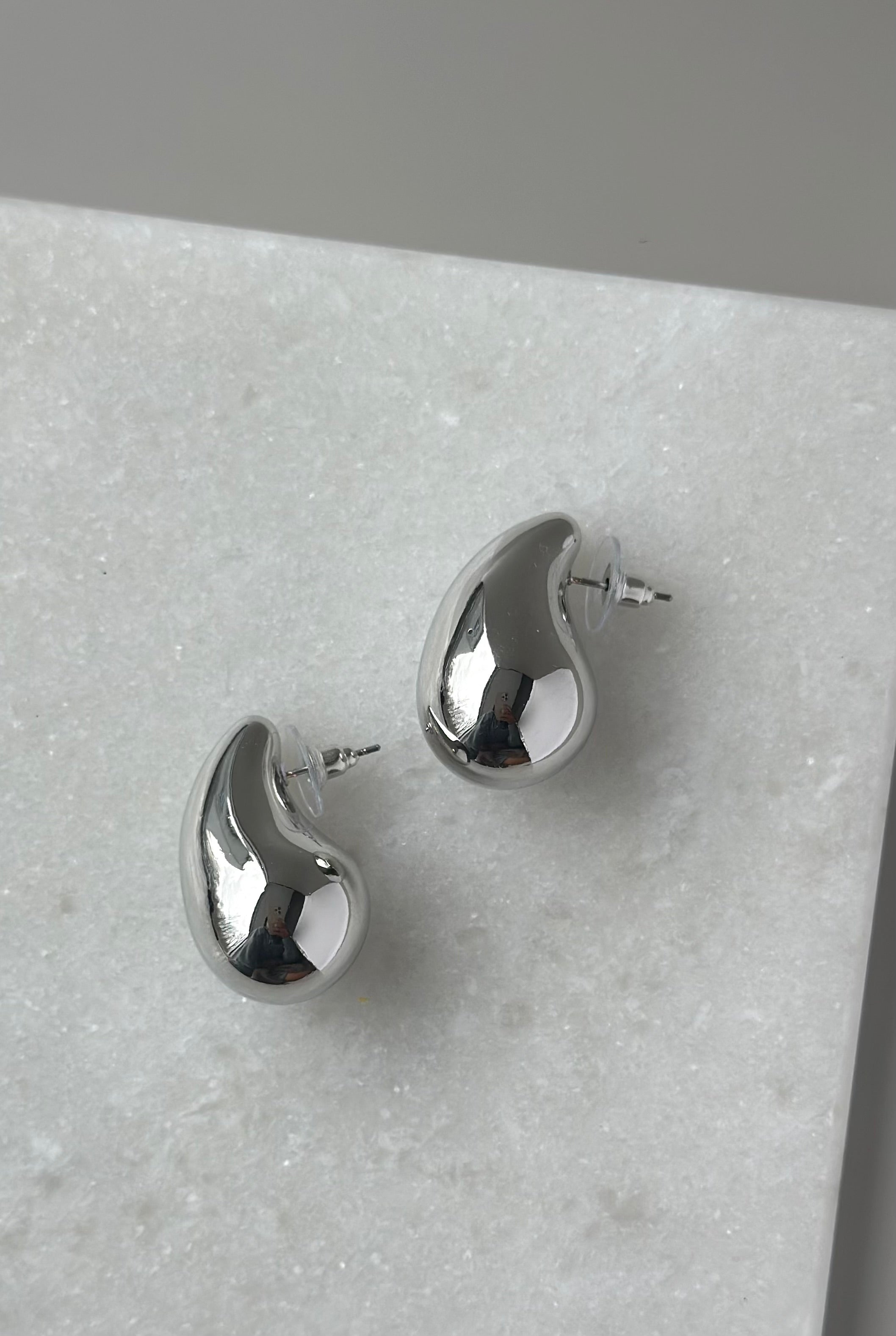 Color Coated Teardrop Earrings- Silver