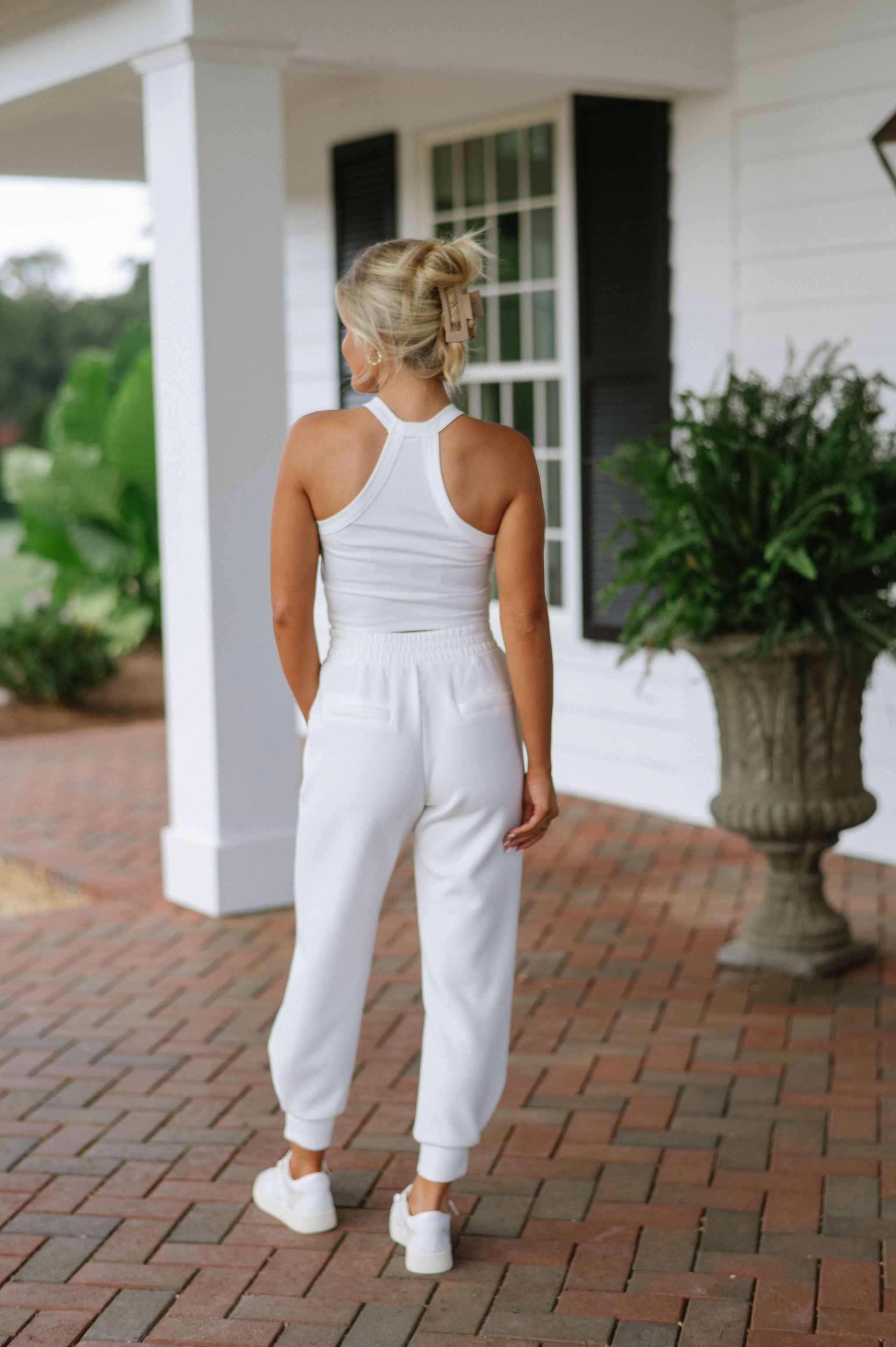 White Knit Cropped Tank