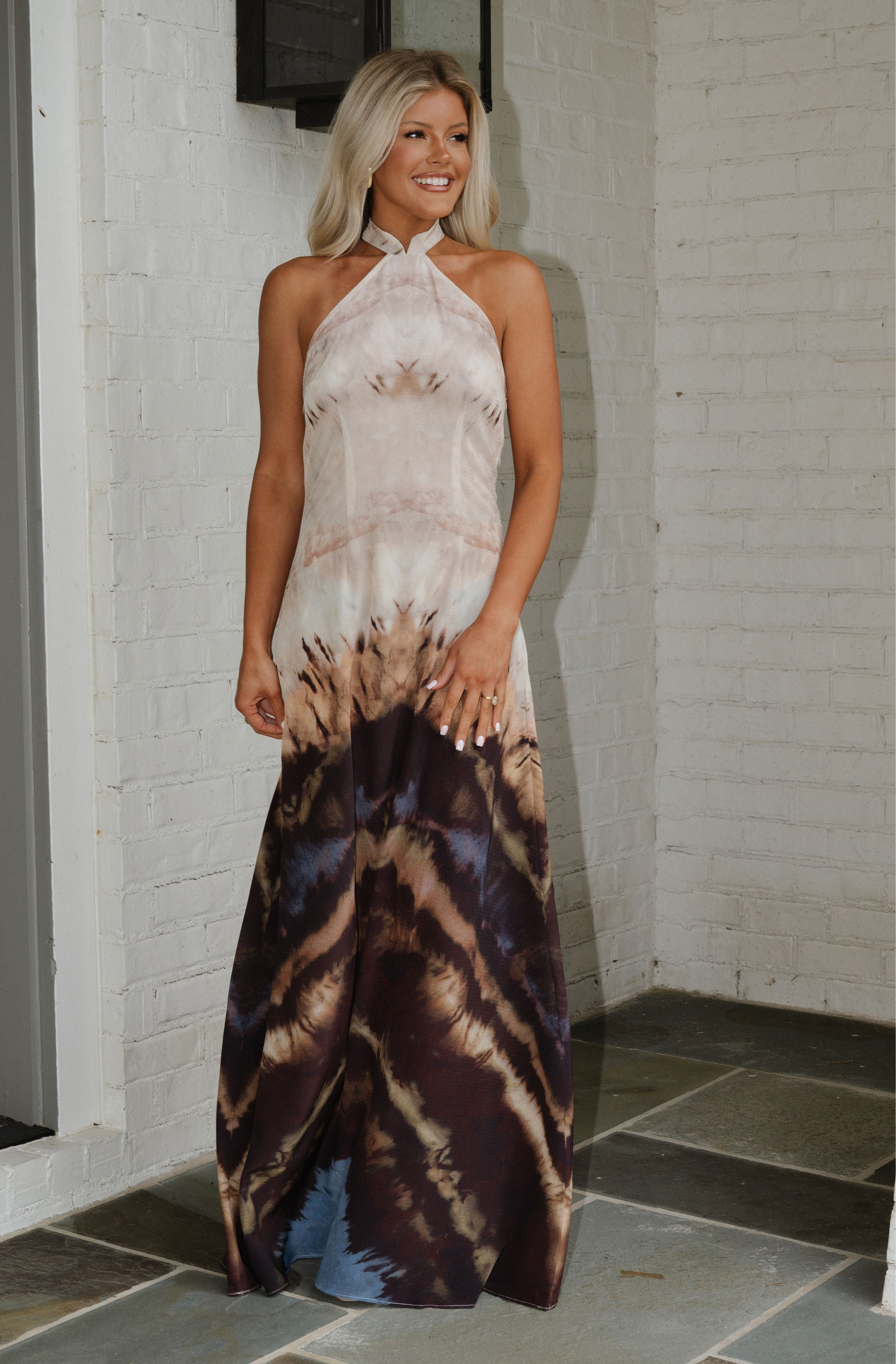Ombre Halter Dress- Mocha Multi