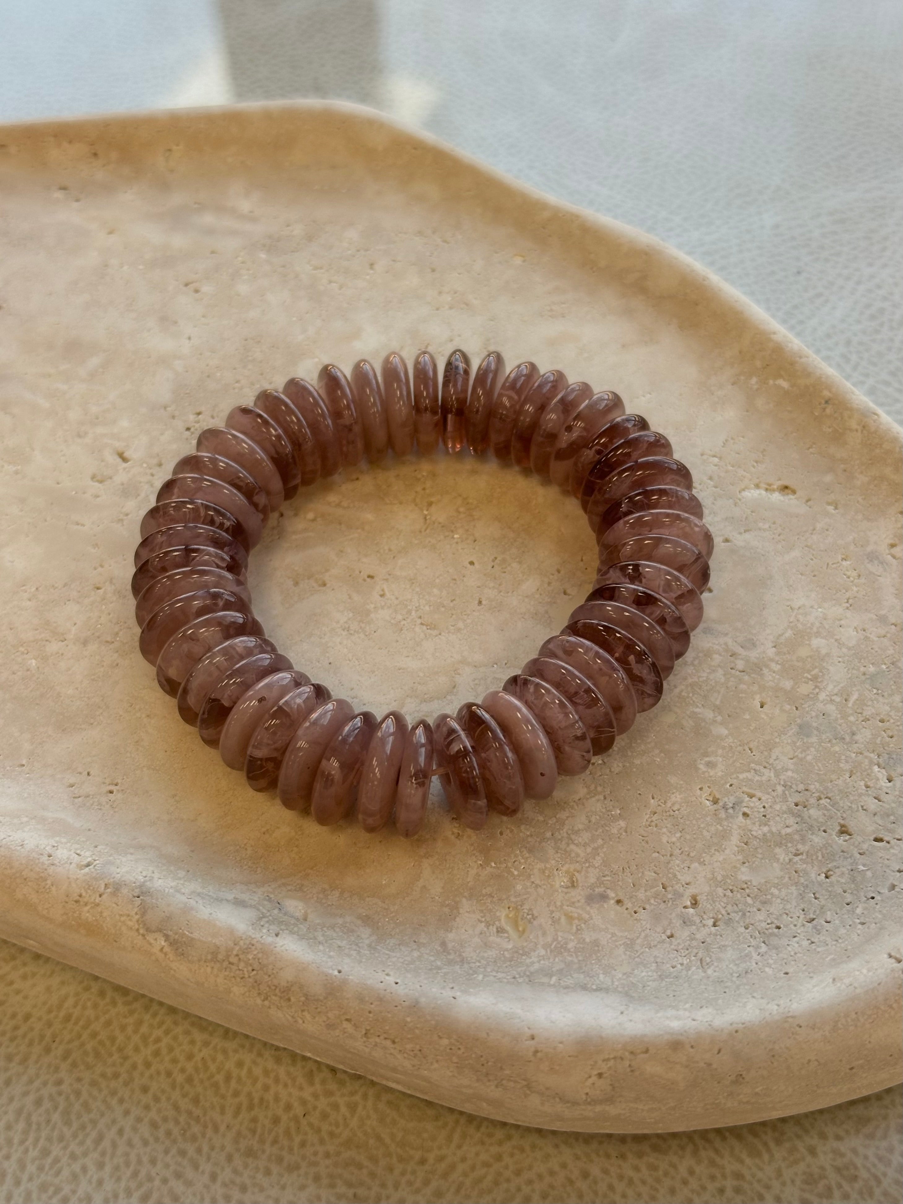 Beaded Disk Bracelet- Lilac Mix