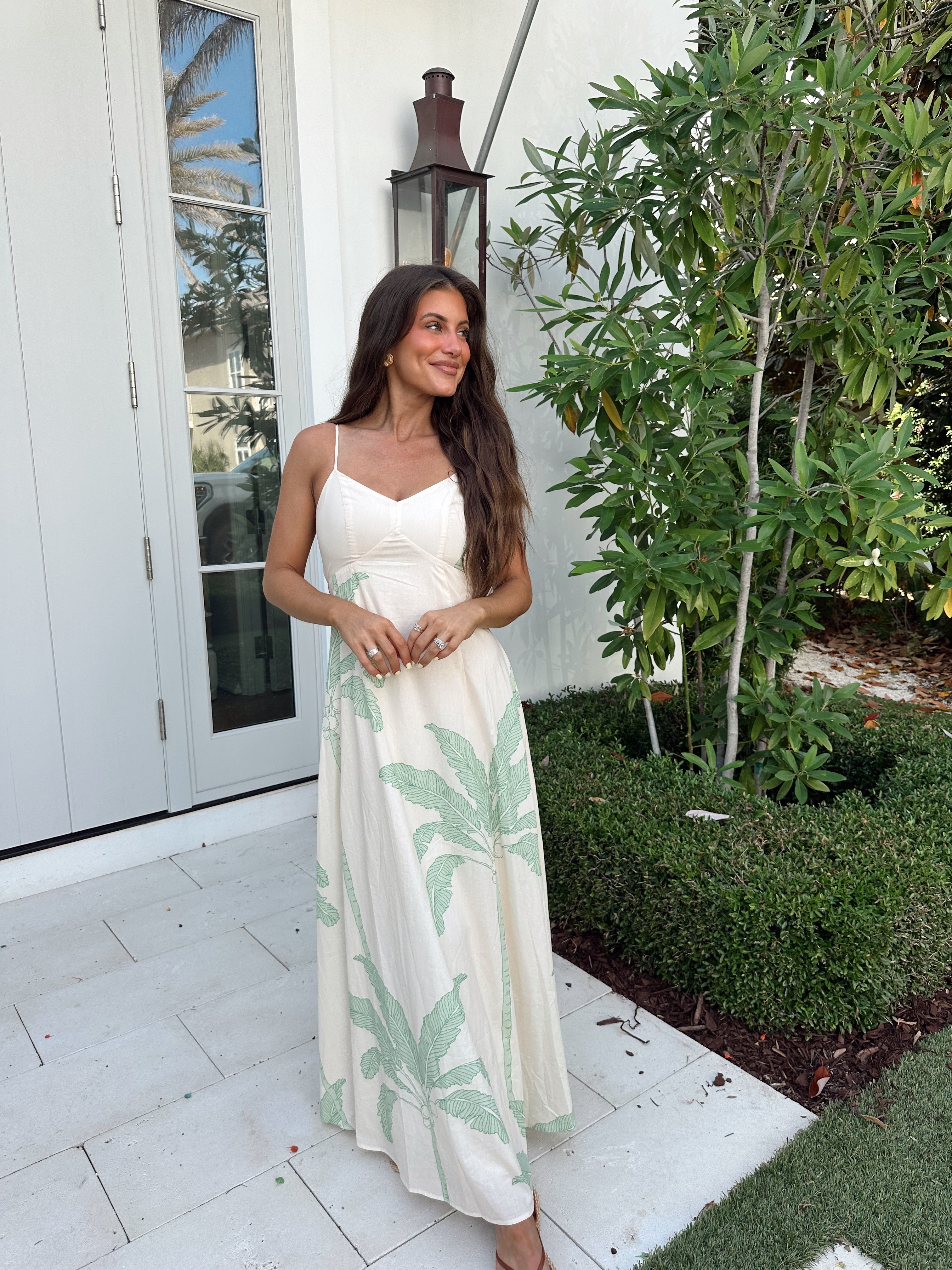 Palm Tree Maxi Dress-Green