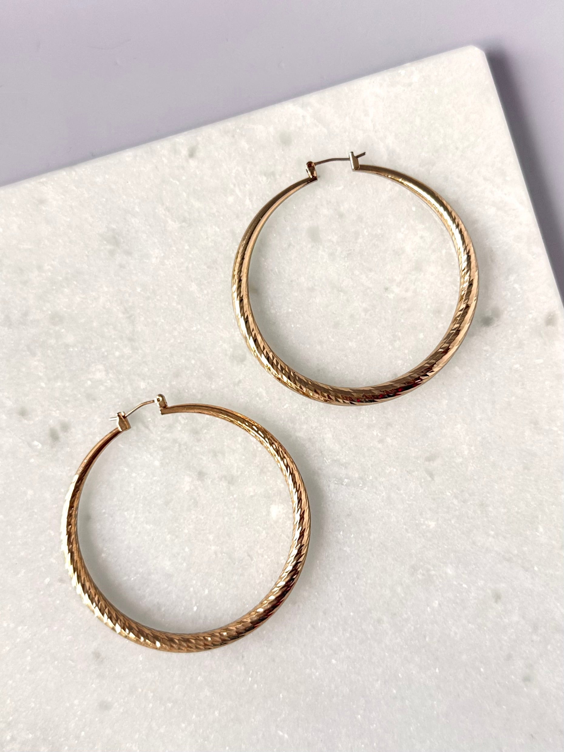 Textured Hoop Earrings-Gold