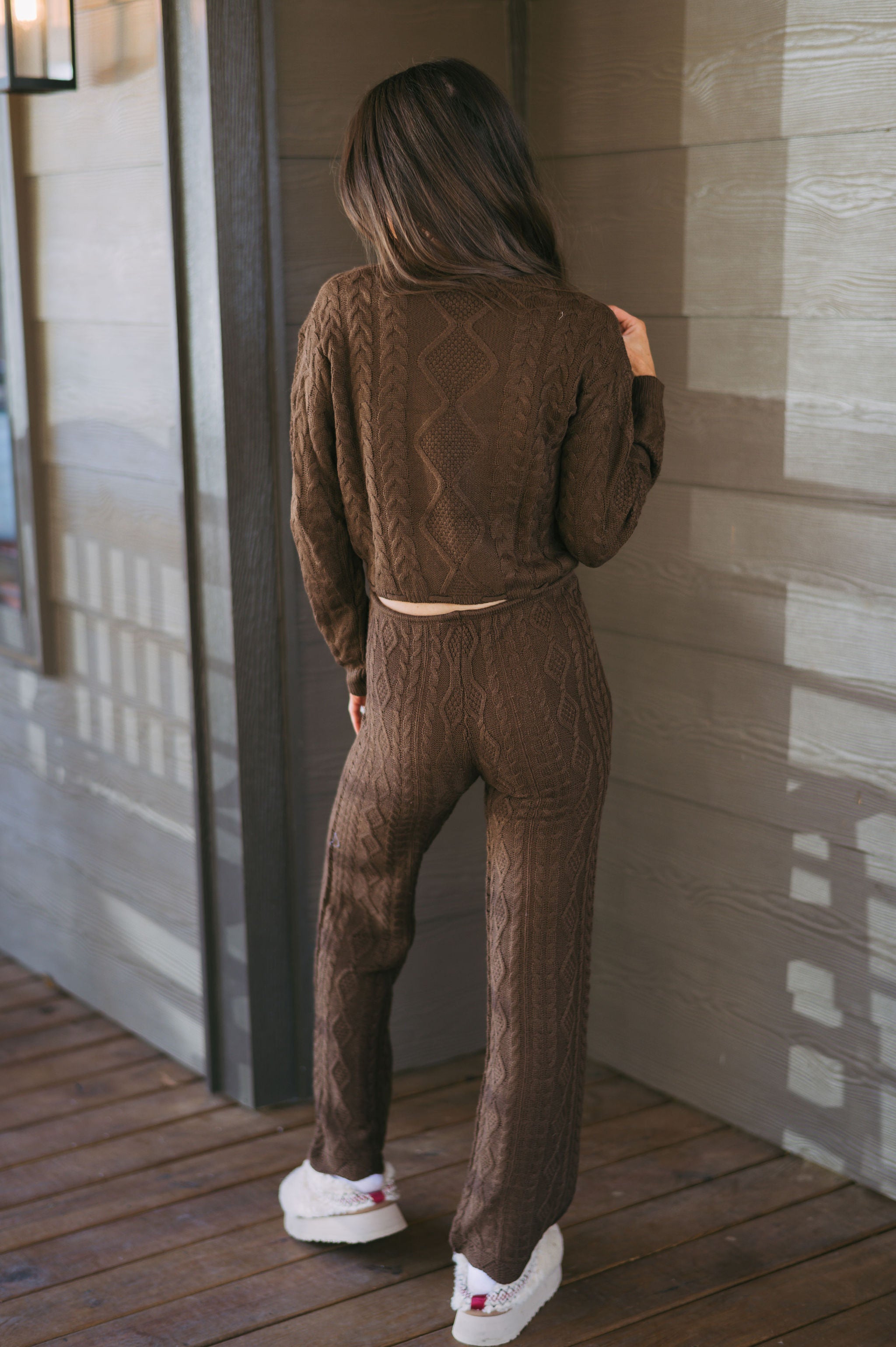 Braided Sweater Set- Brown