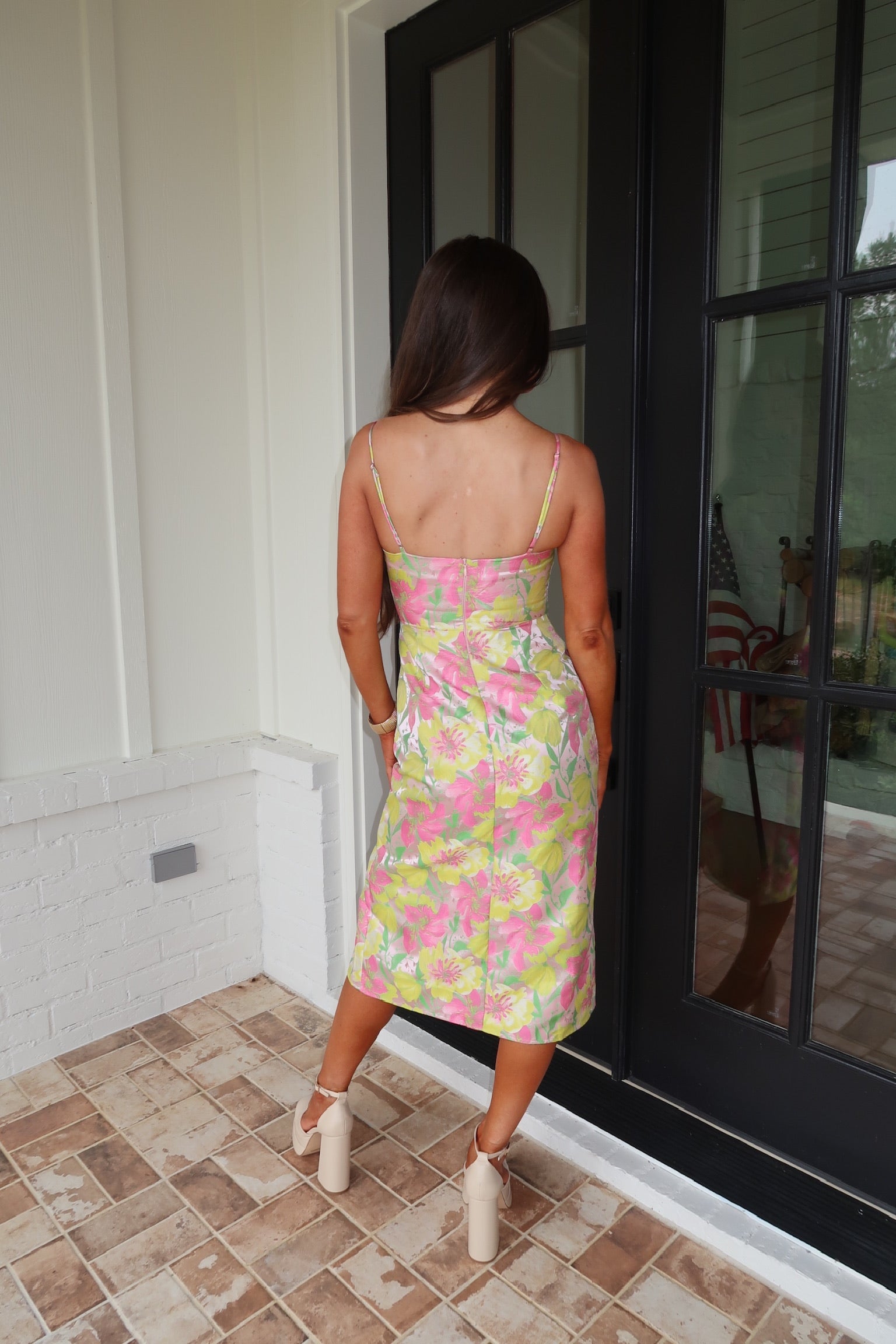 Joelle Floral Midi Dress- Pink/Yellow