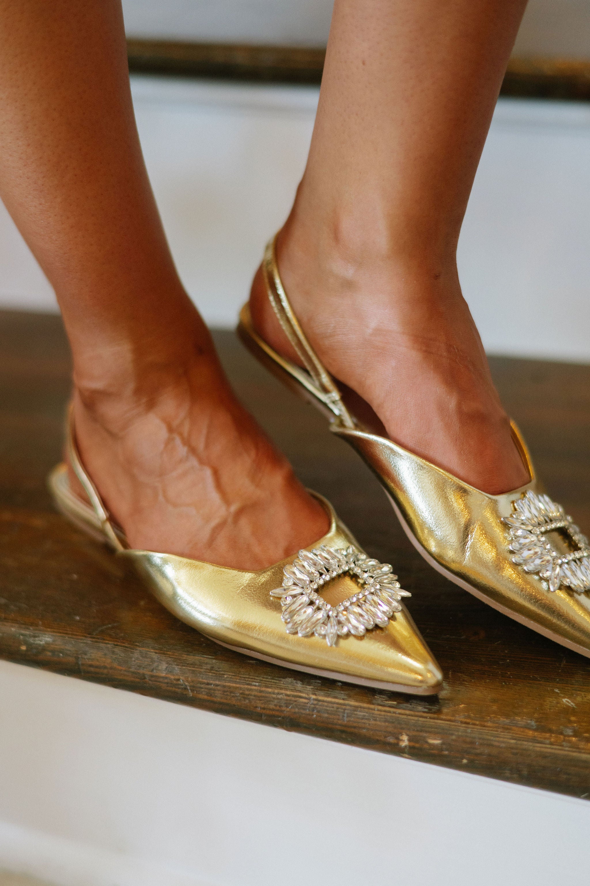 Ohana Rhinestone Mule-Gold