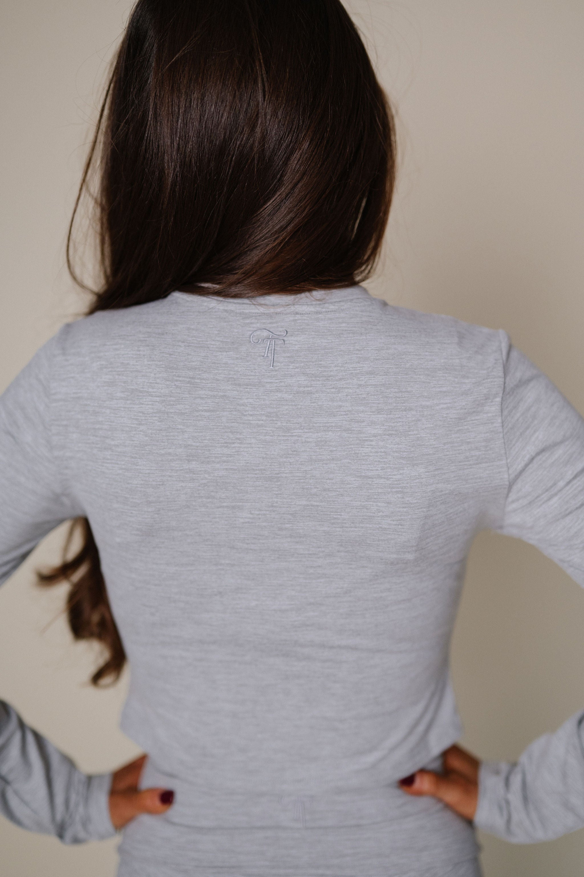 TT Active Long Sleeve Top-Heathered Grey