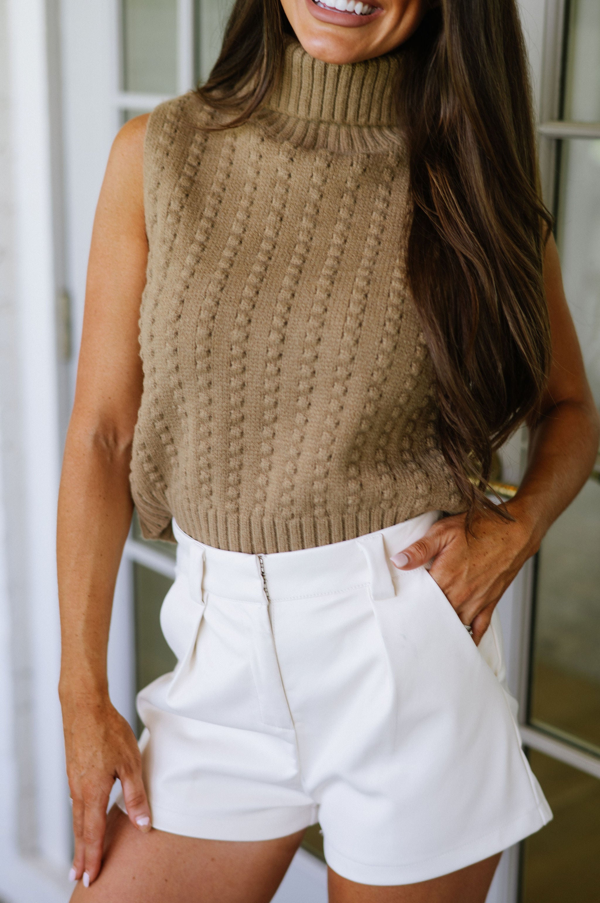 Mandi Sleeveless Sweater- Camel