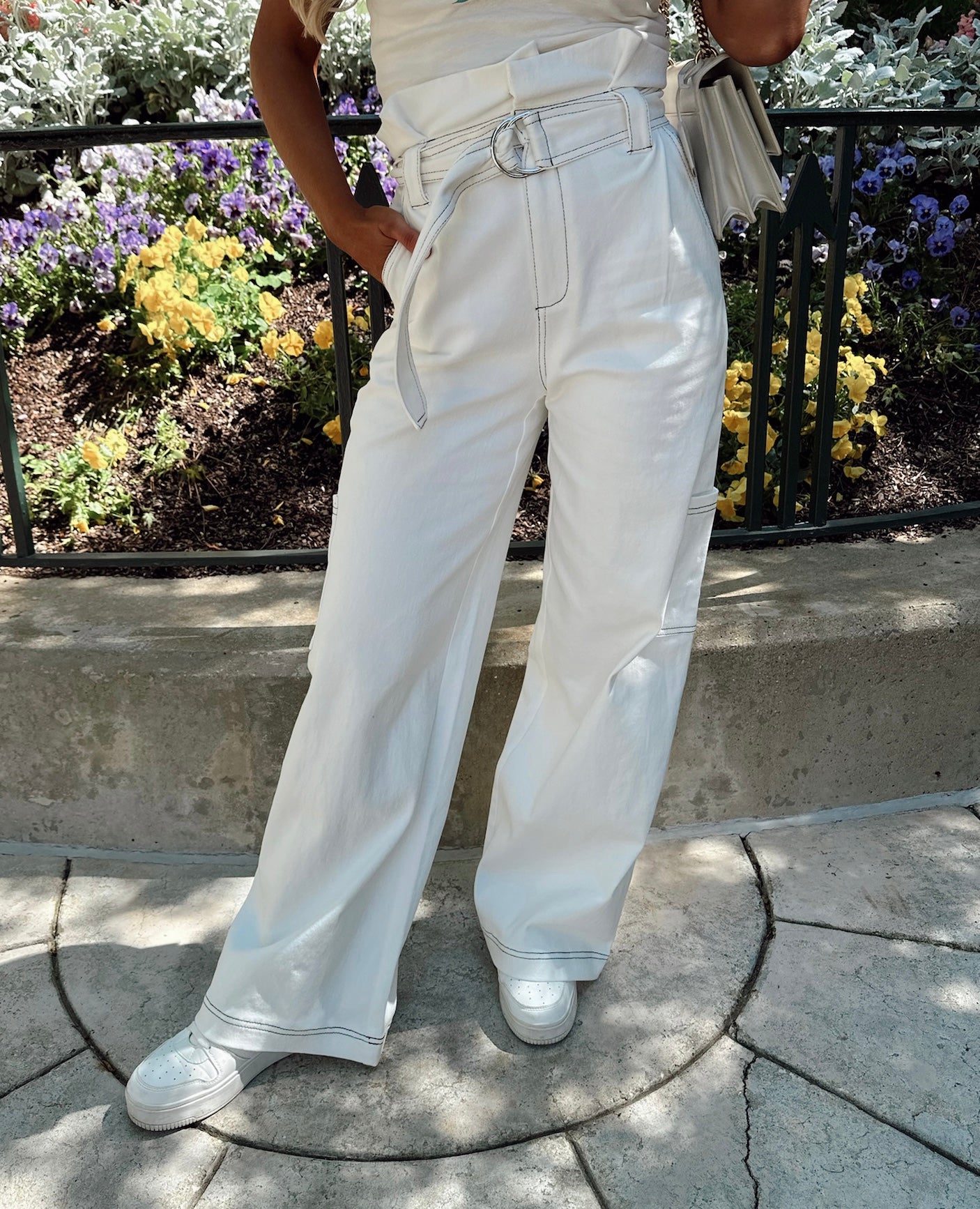 Milly Stitch Cargo Pants- Off White