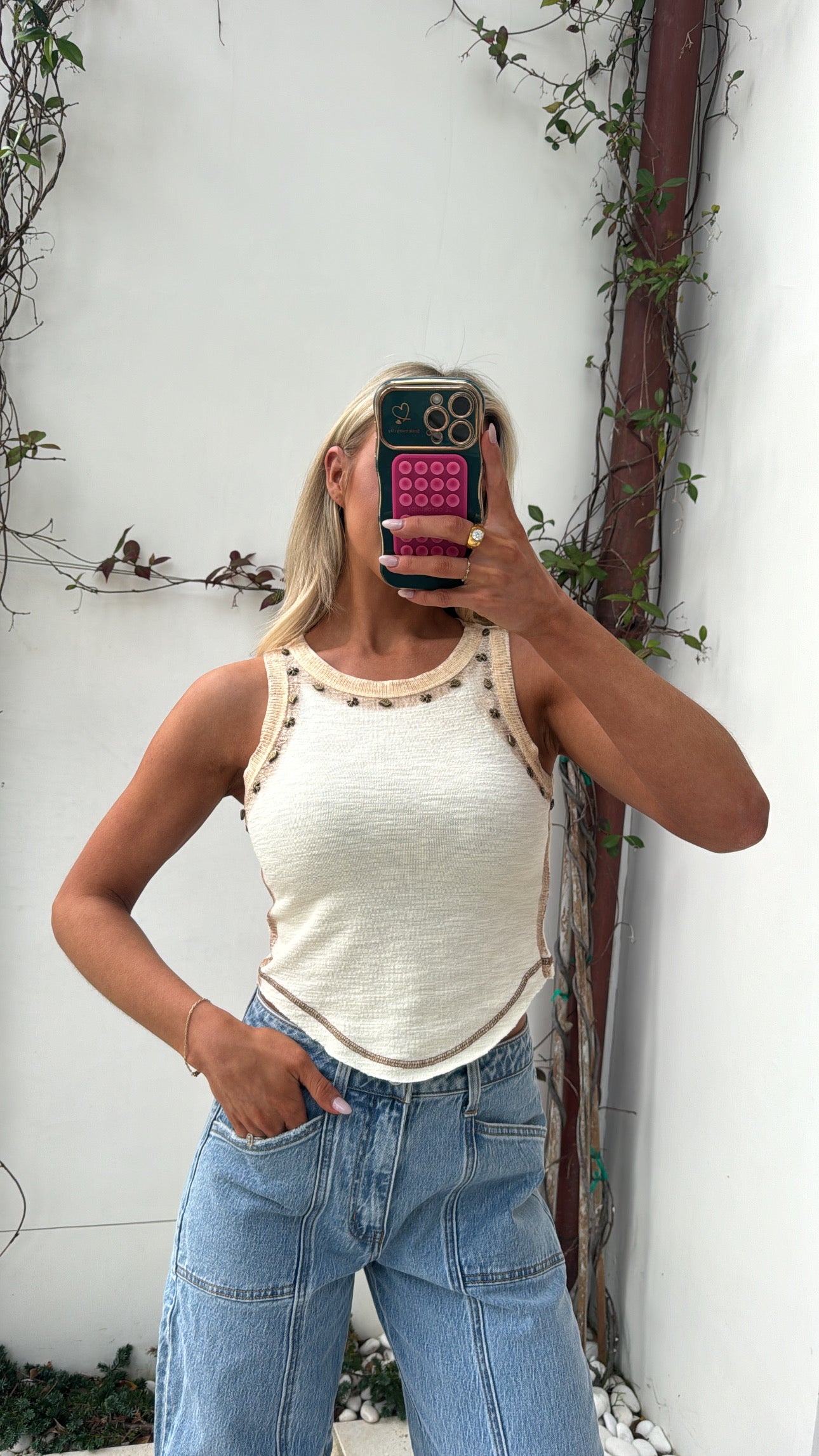 Arabella Sleeveless Knit Top-Cream