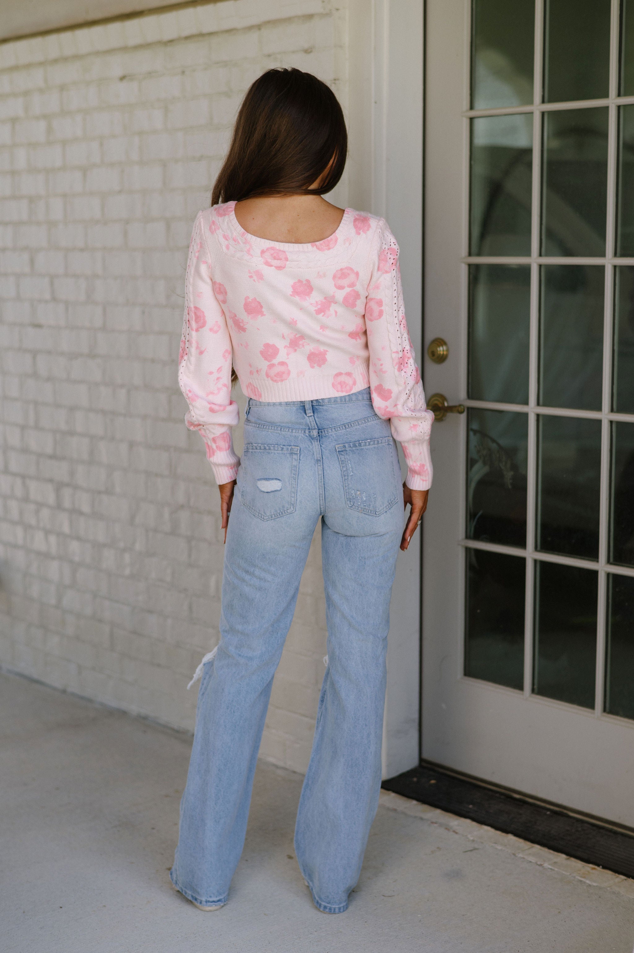 Pink Floral Button Up Cardigan