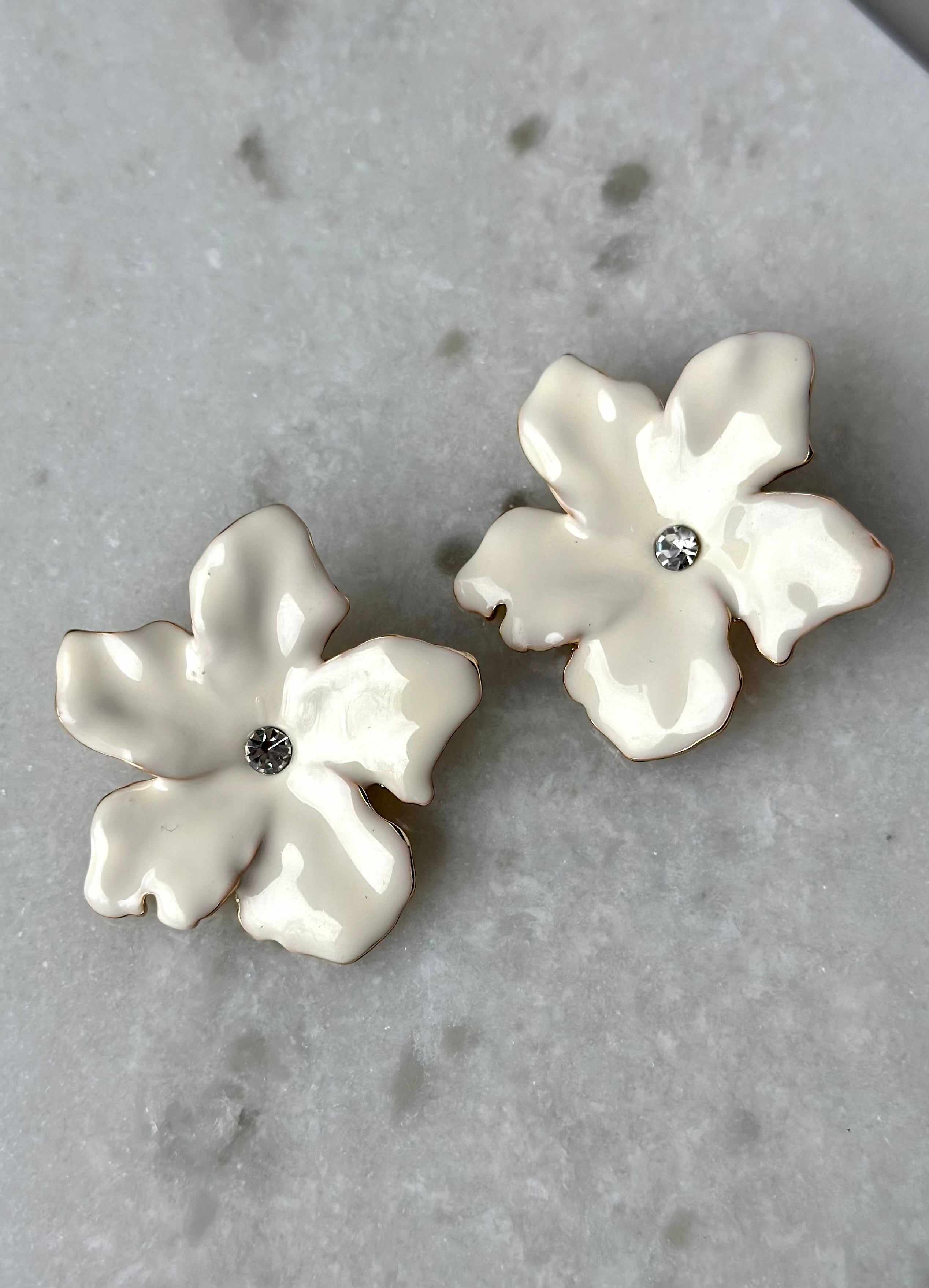 Ivory Flower Stud Earrings