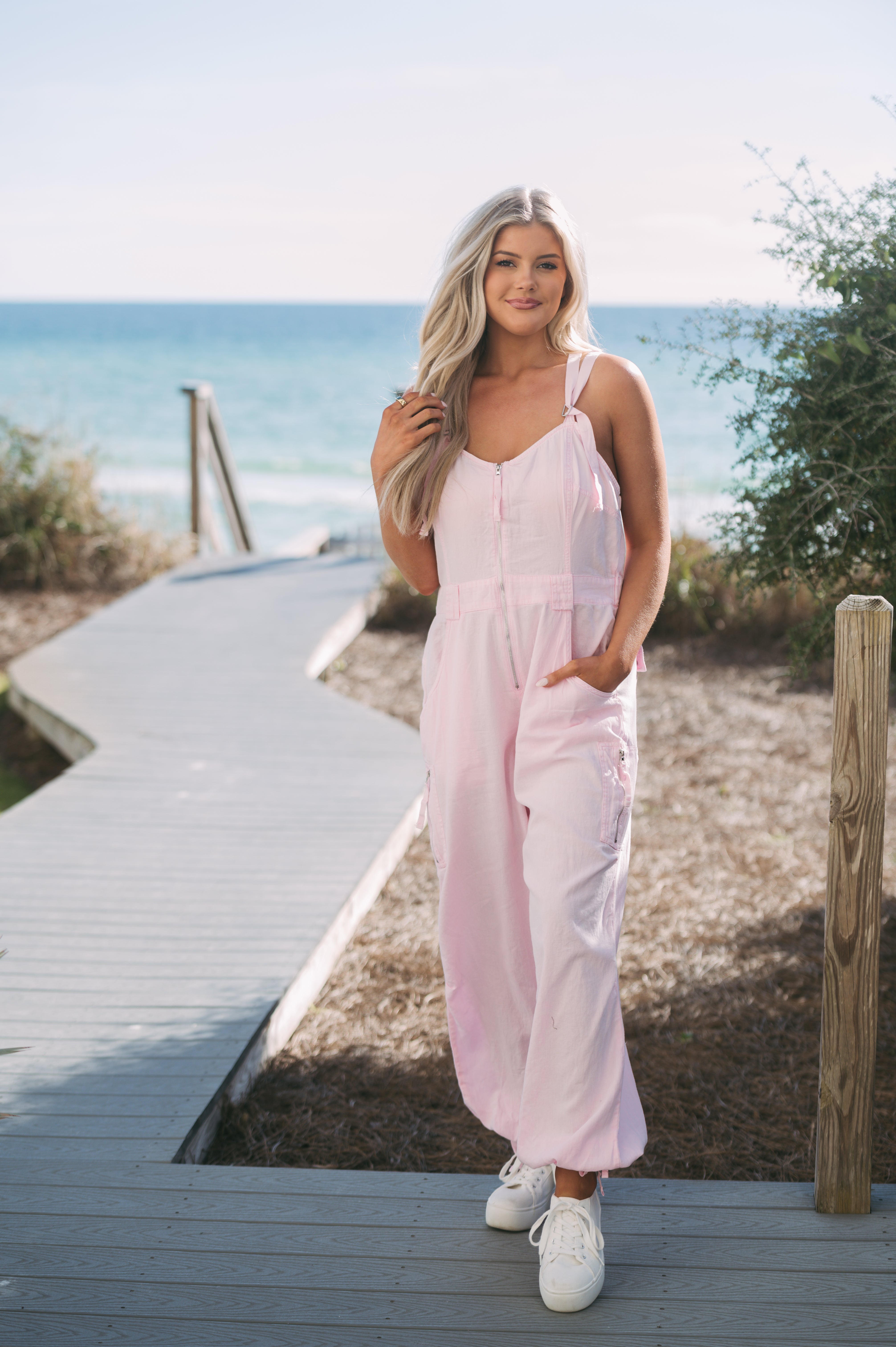 Florence Jumpsuit- Pink//LARGE + XL ONLY
