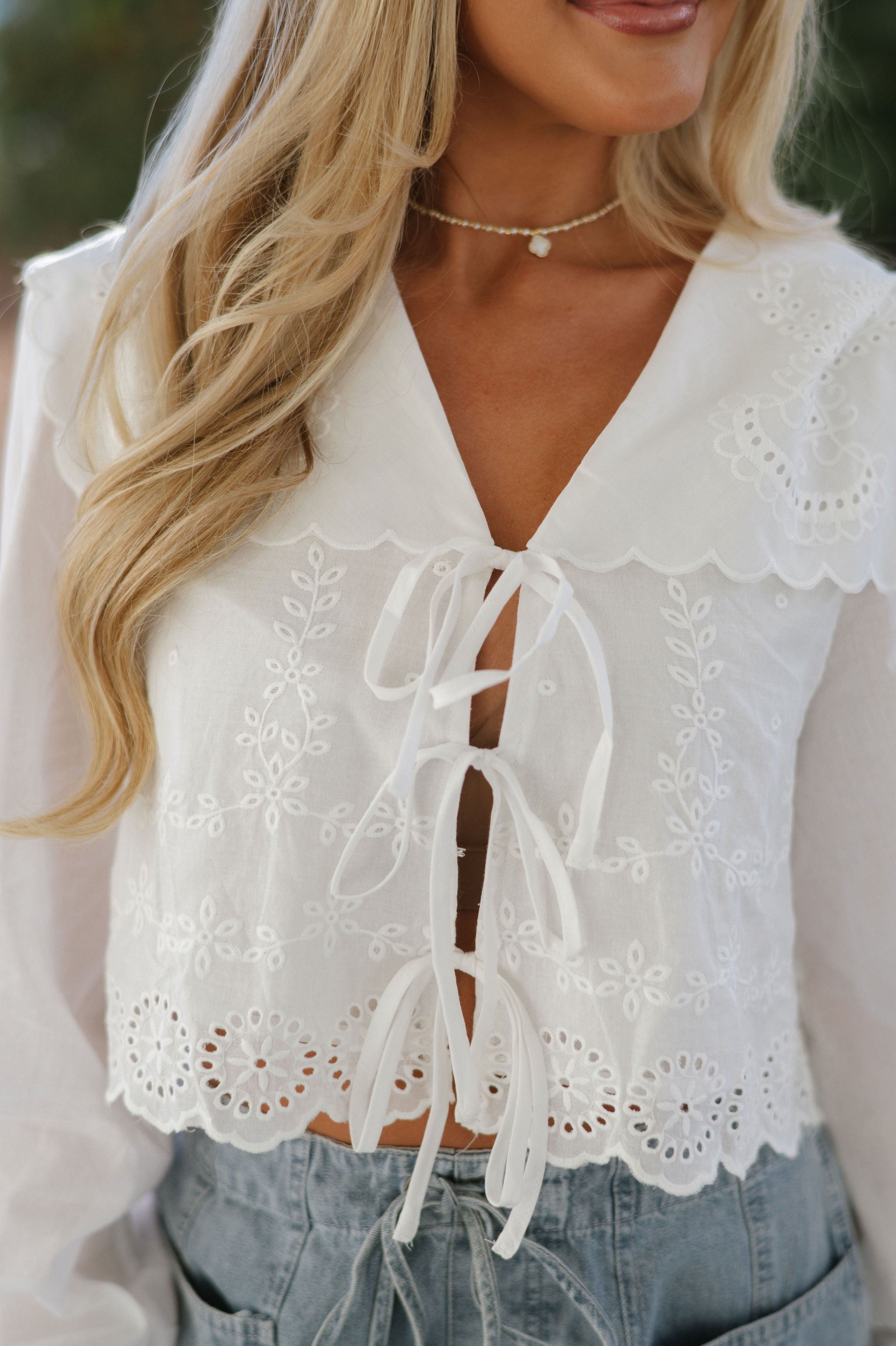 Lizzie Eyelet Top- White