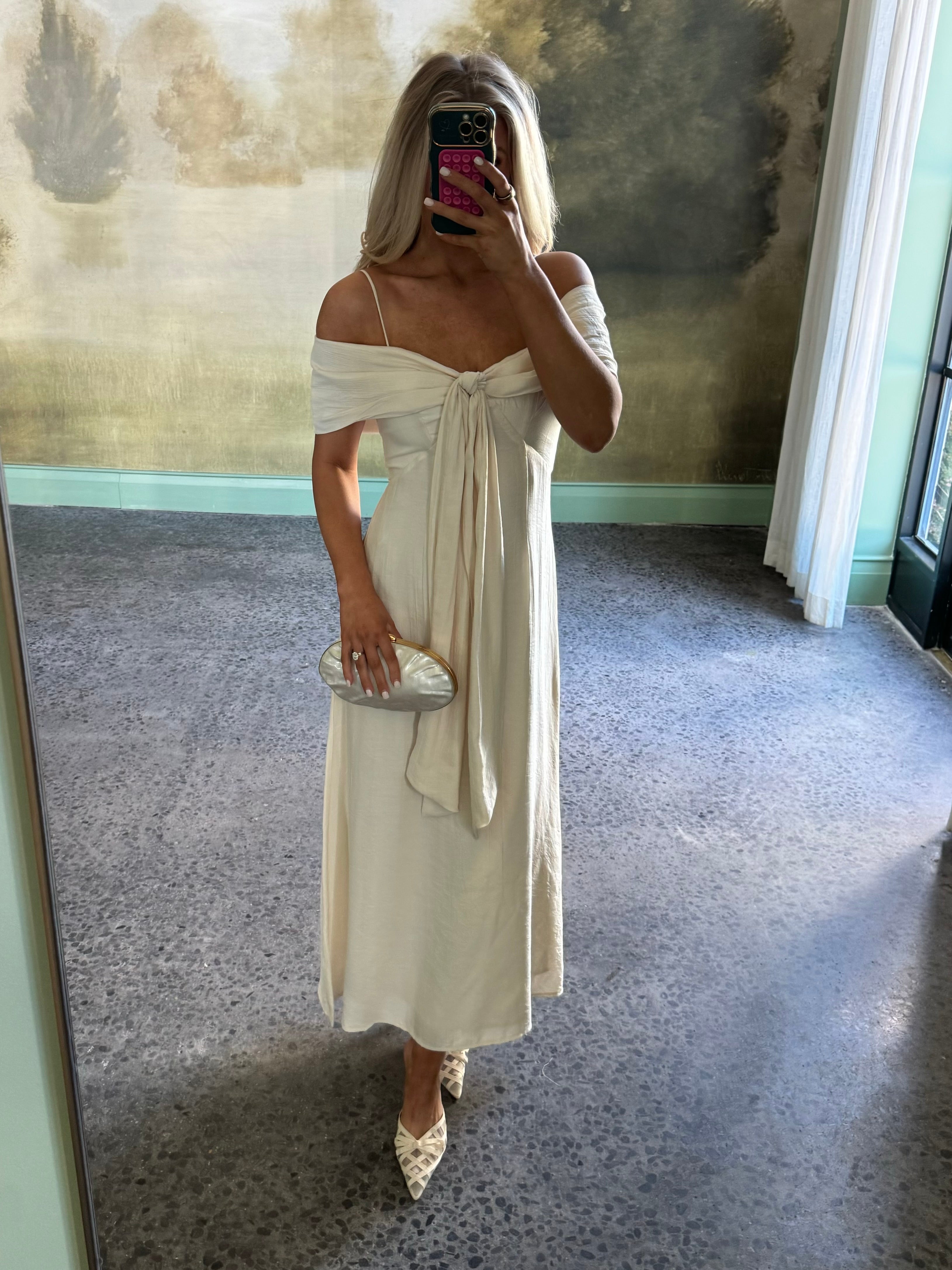 Lana Bow Dress- Cream