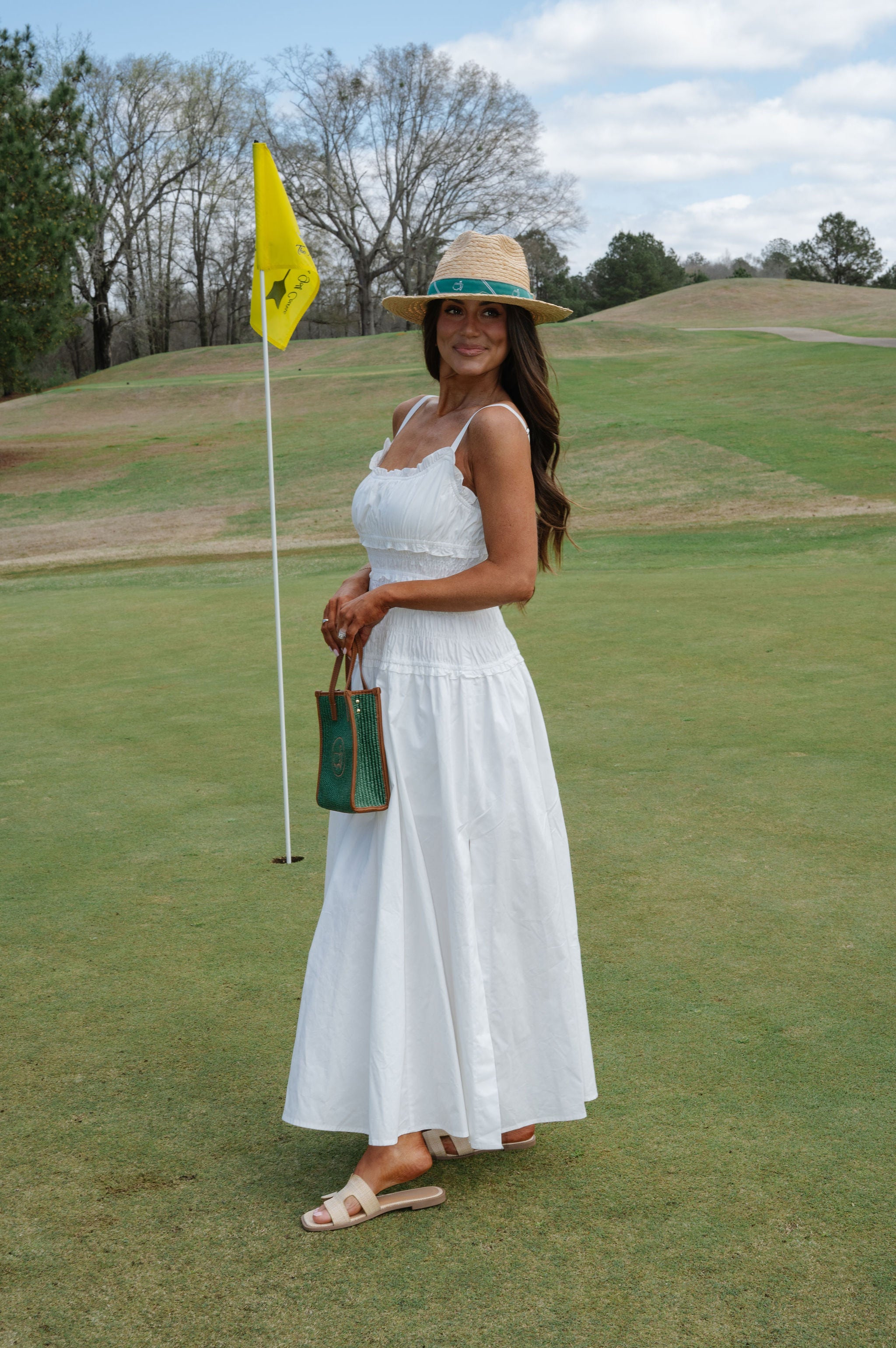 Smocked Maxi Dress-White