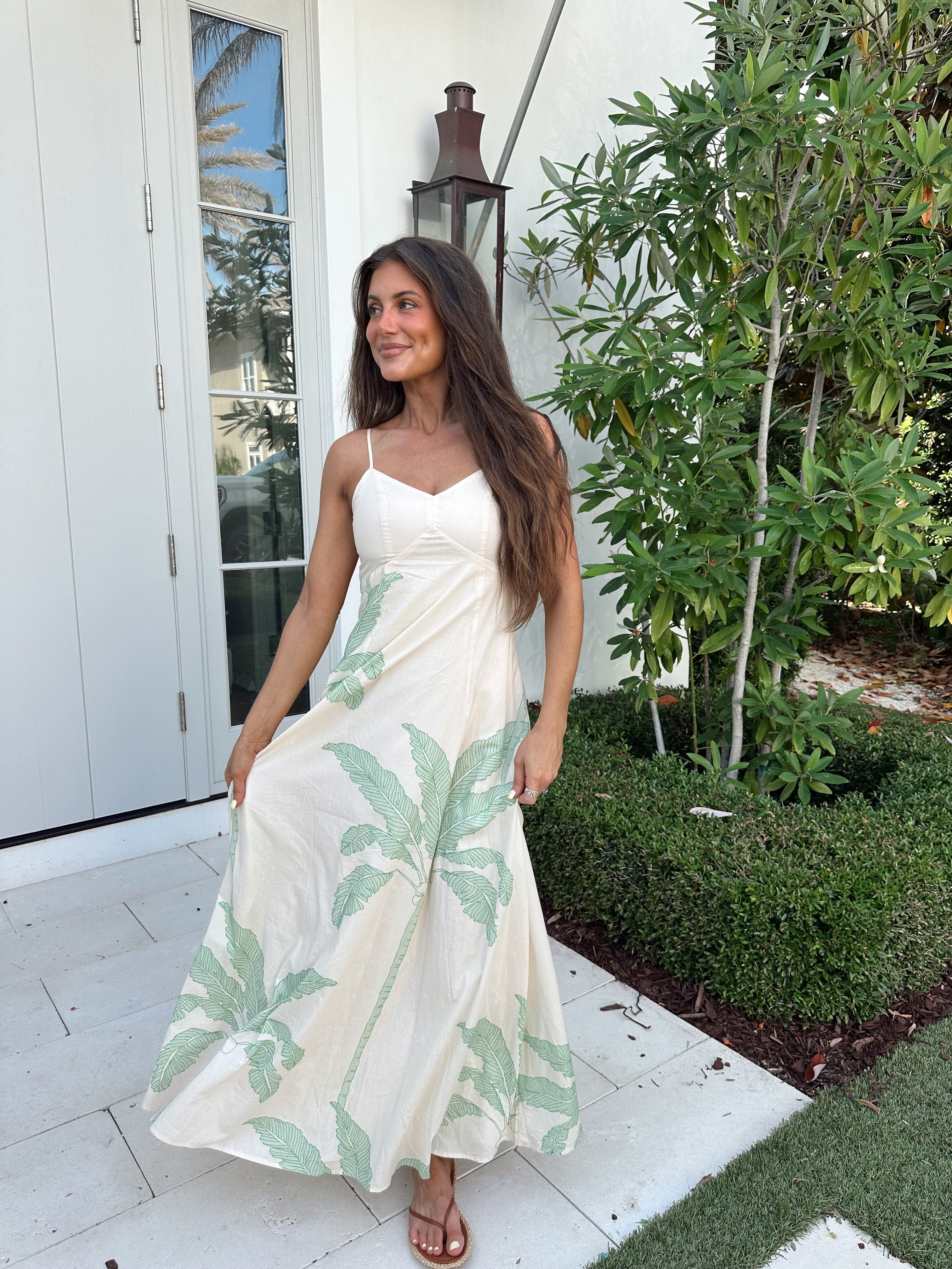 Palm Tree Maxi Dress-Green