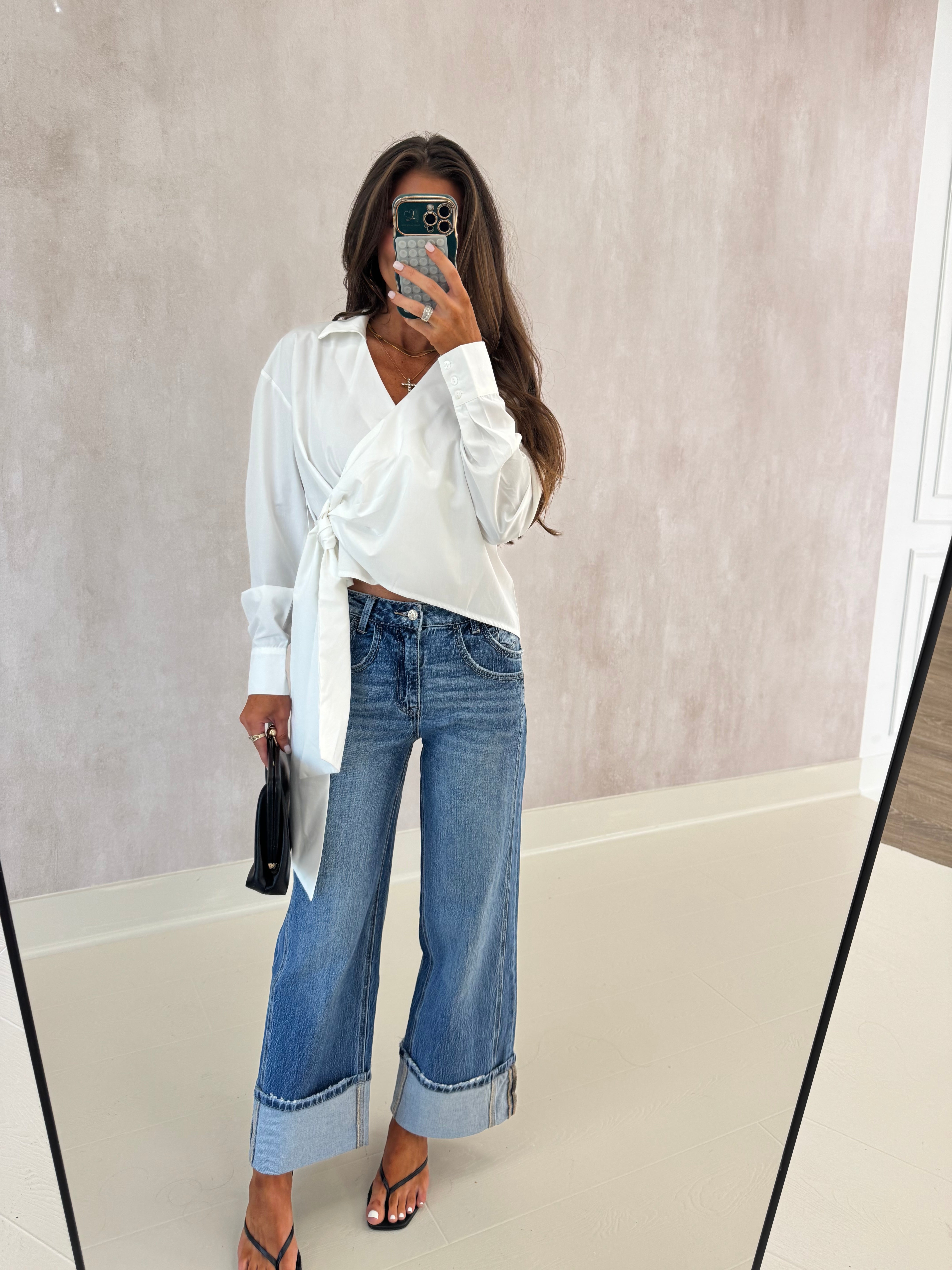 Kate Asymmetrical Wrap Top-White