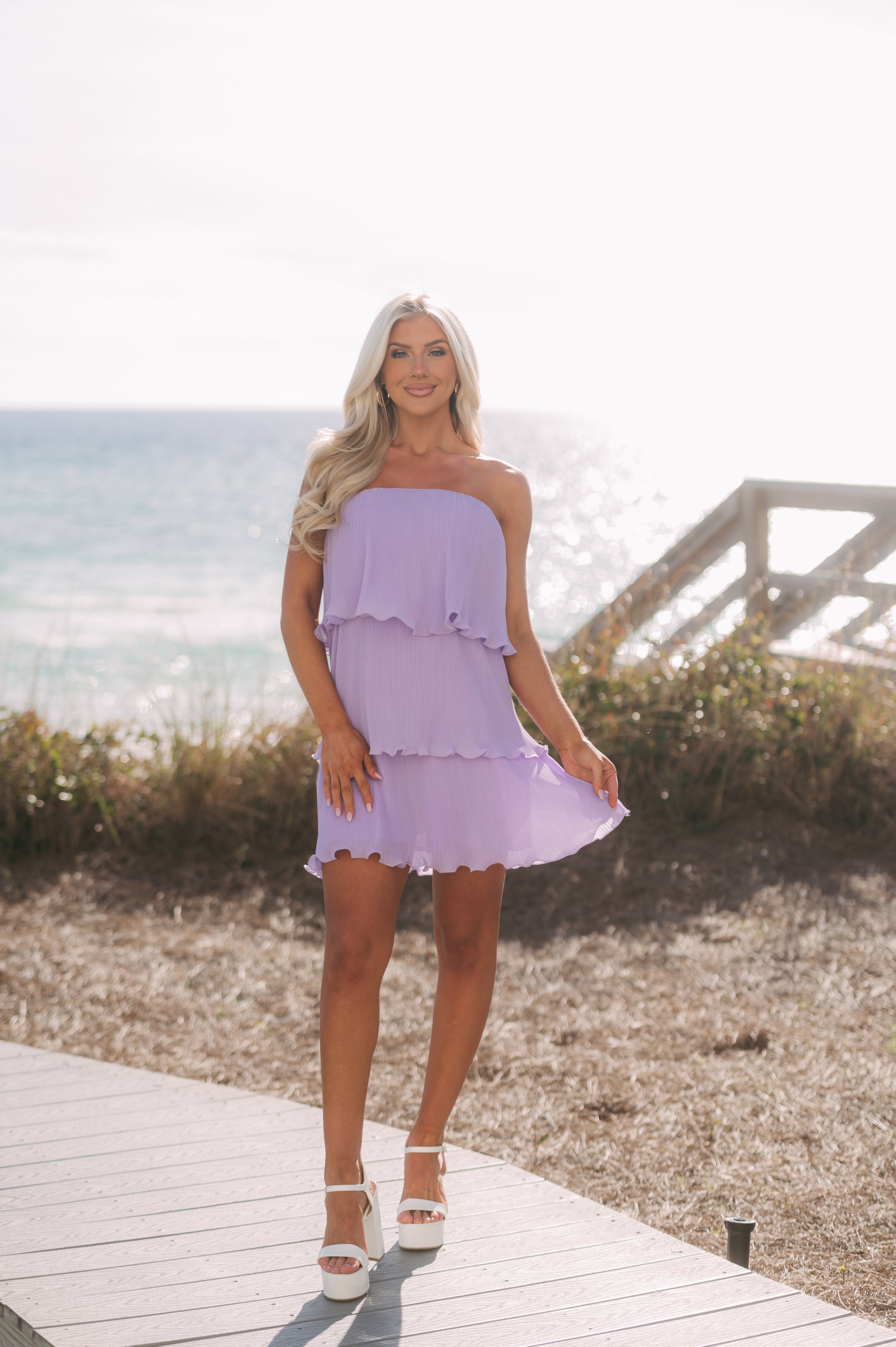 Gracie Ruffle Tiered Dress- Lavender