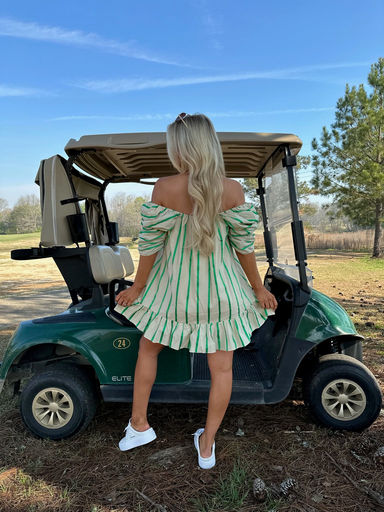 Cammy Stripe Babydoll Dress-Green