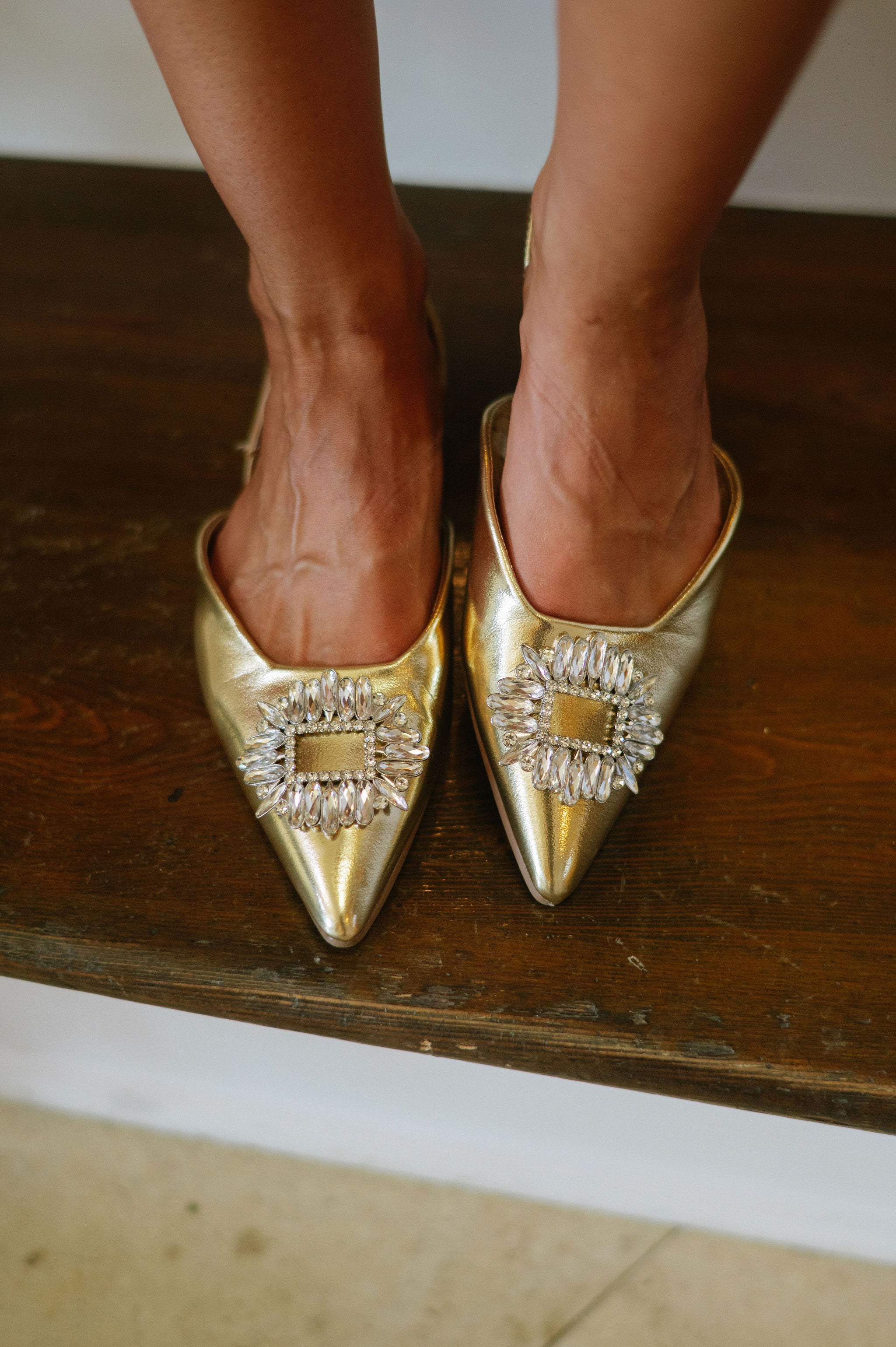 Ohana Rhinestone Mule-Gold