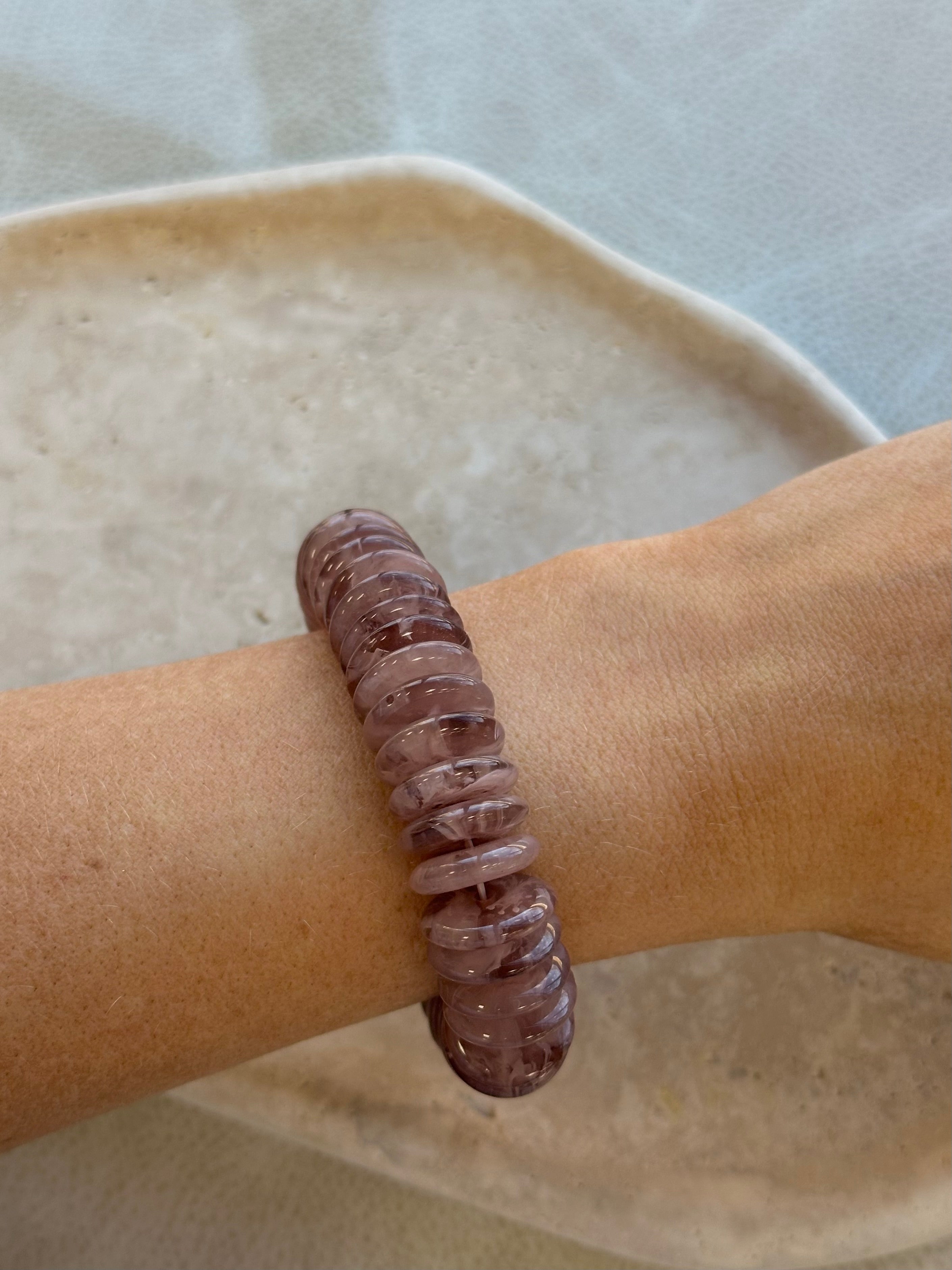 Beaded Disk Bracelet- Lilac Mix