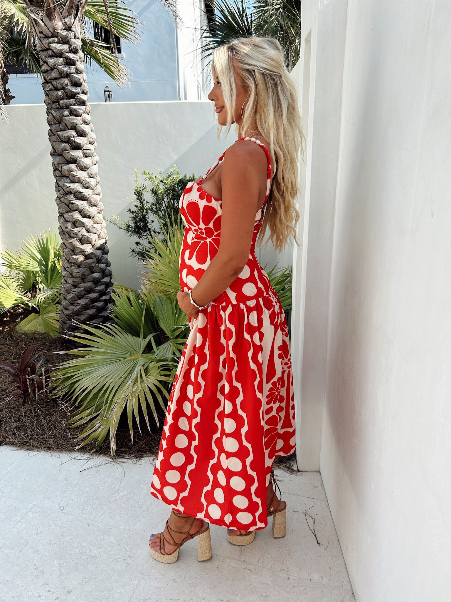 Finley Printed Dress-Red
