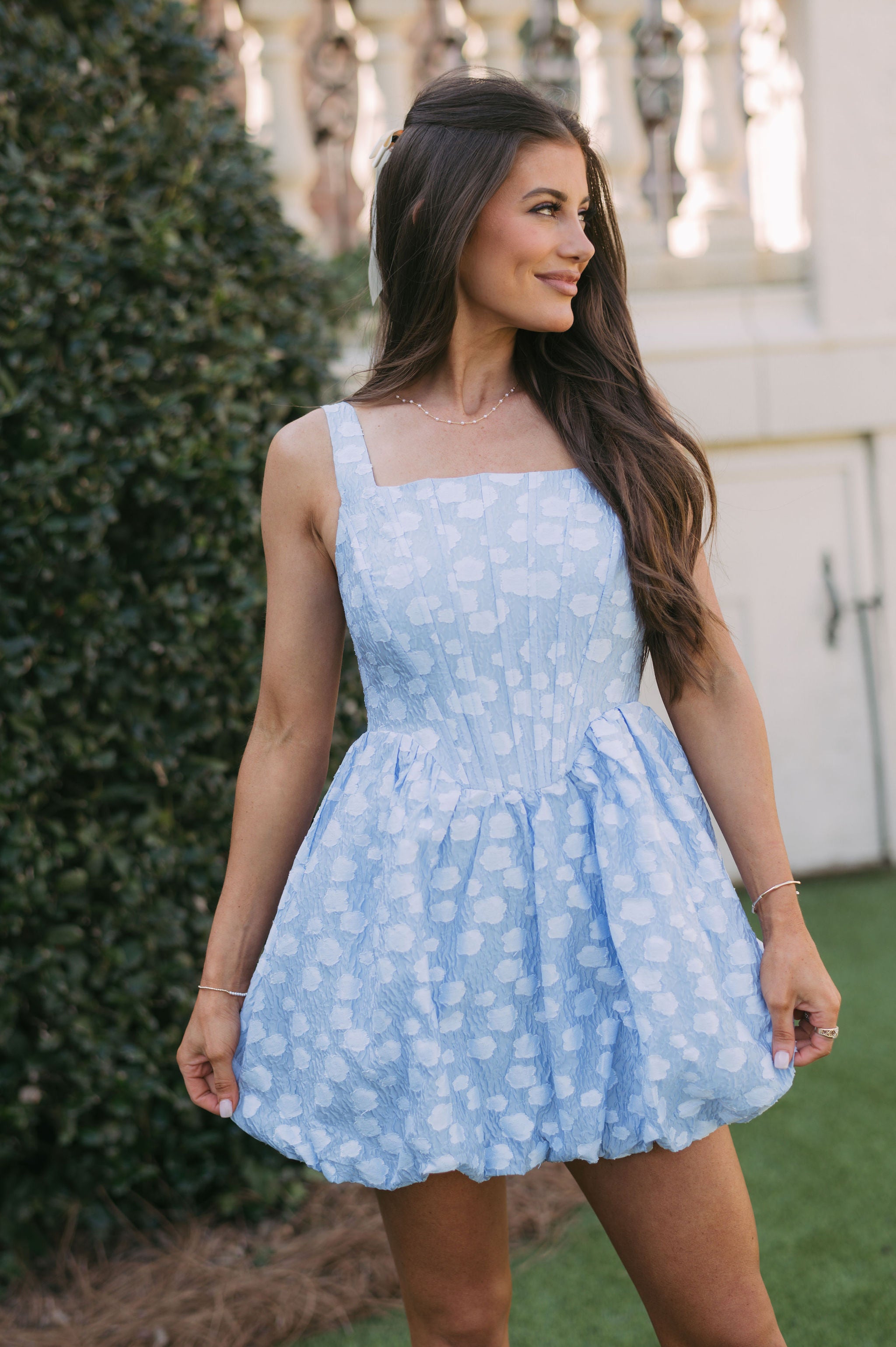 Casey Floral Corset Dress- Blue