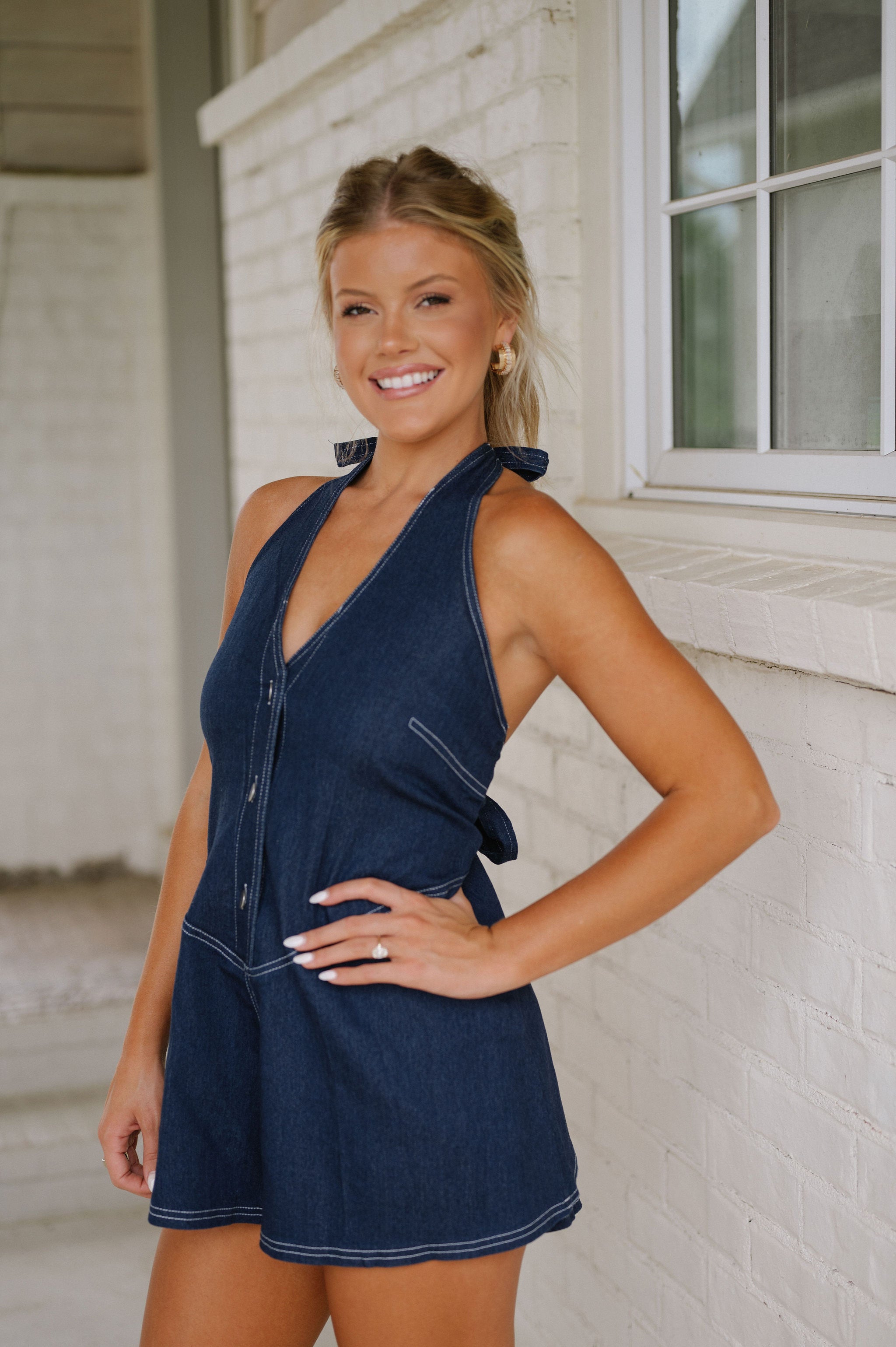 Penny Romper-Dark Denim//DOORBUSTER