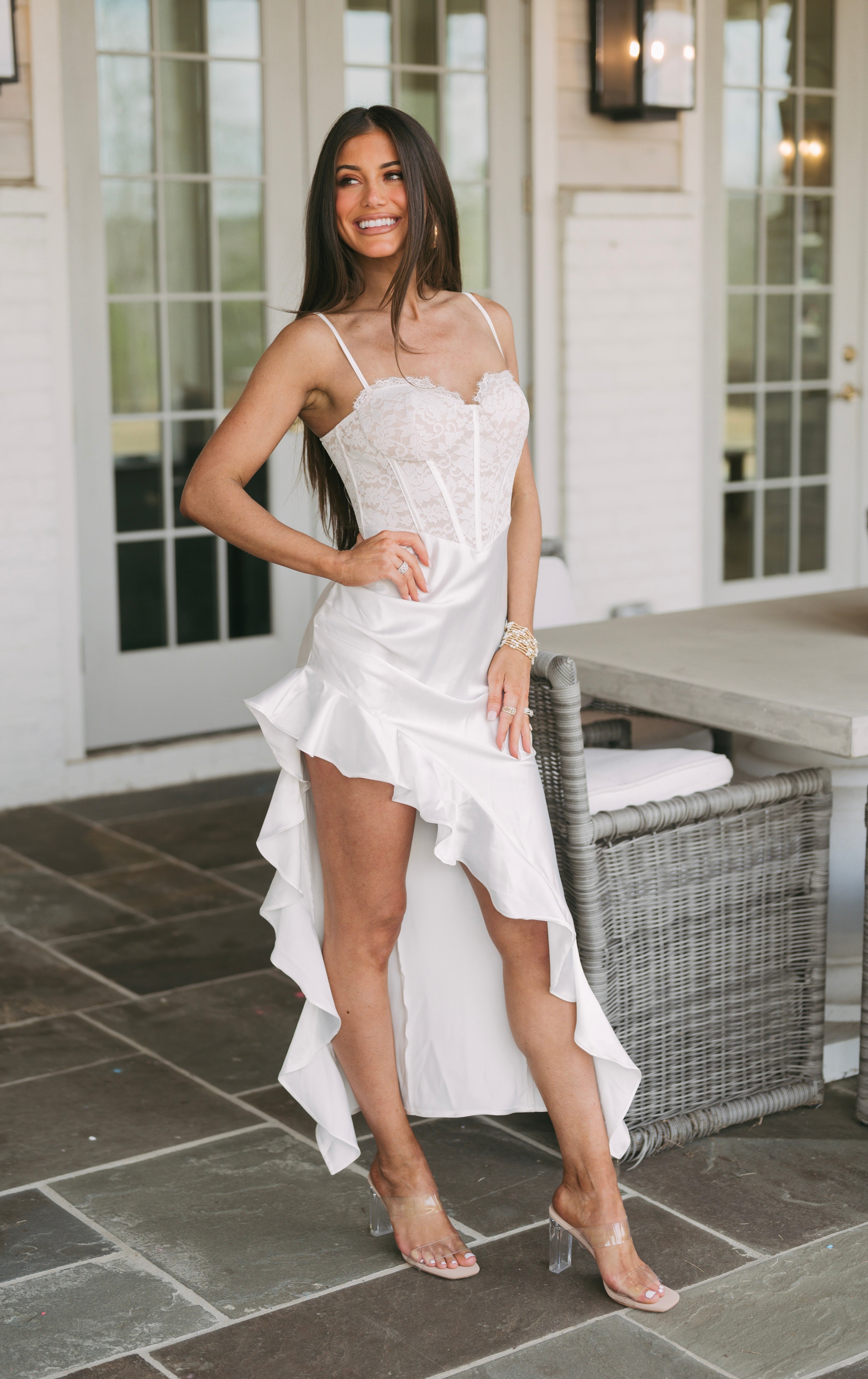 Sadie Lace Corset Dress- Off White