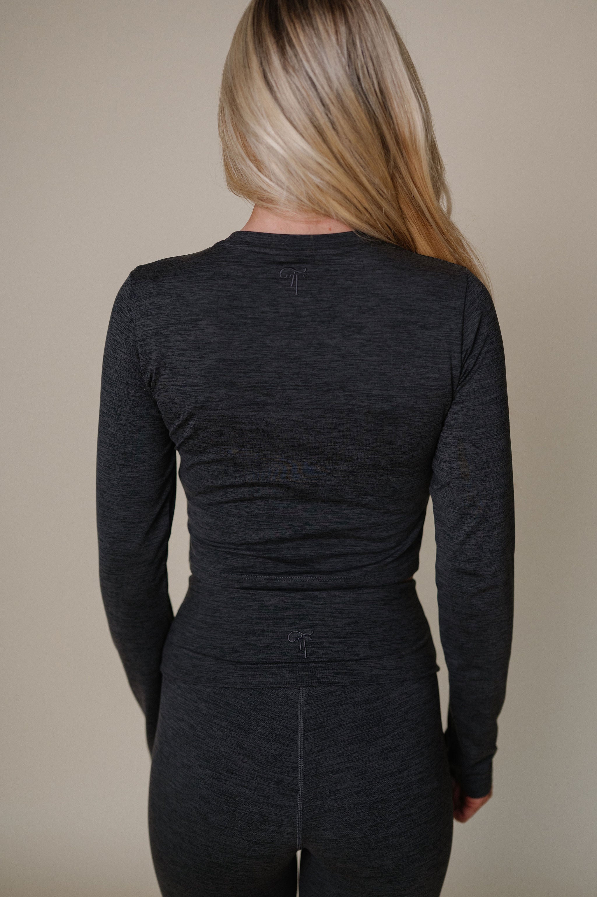 TT Active Long Sleeve Top-Heathered Black