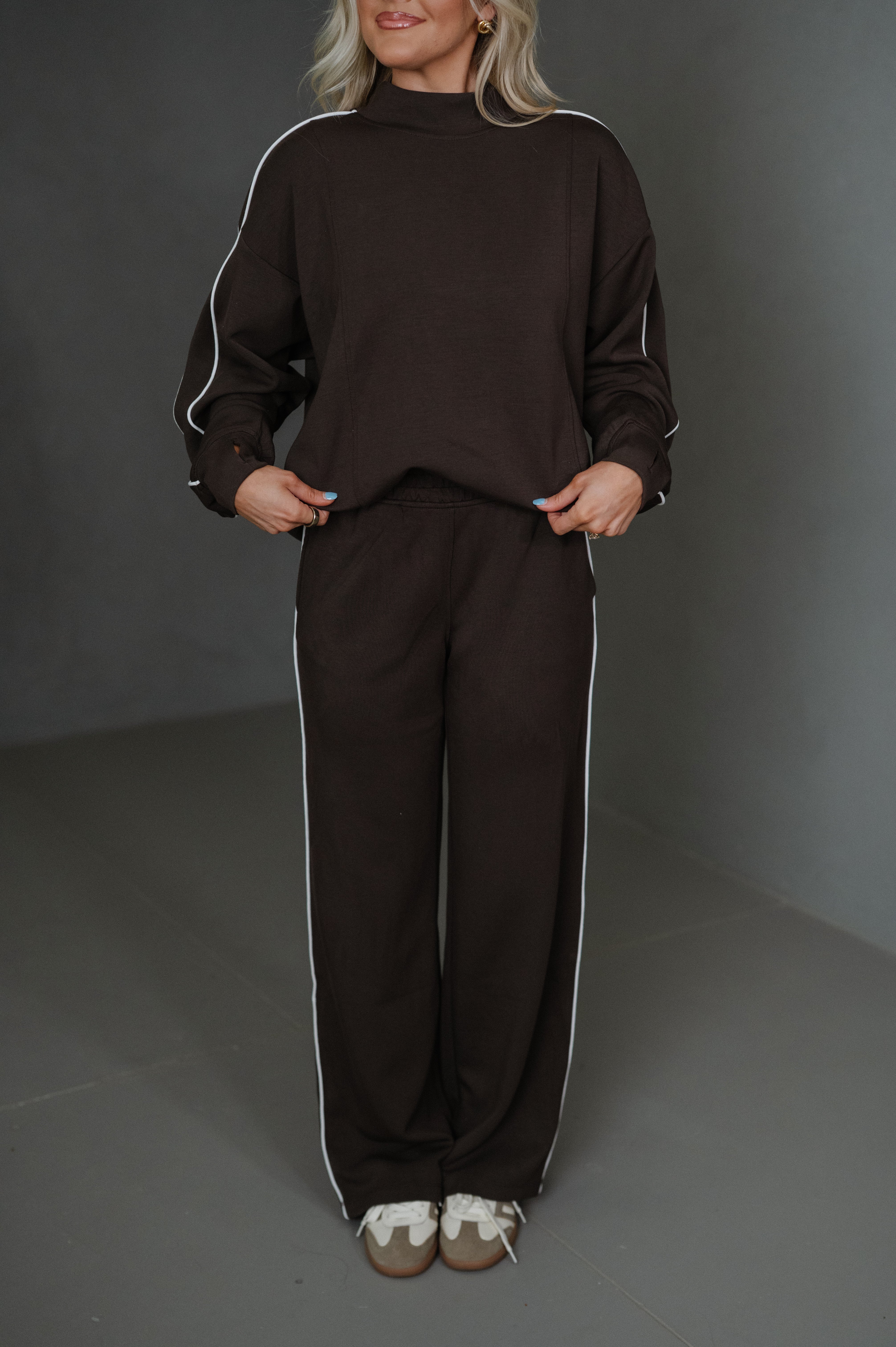 Piper Scuba Pants Set-Espresso/Cream