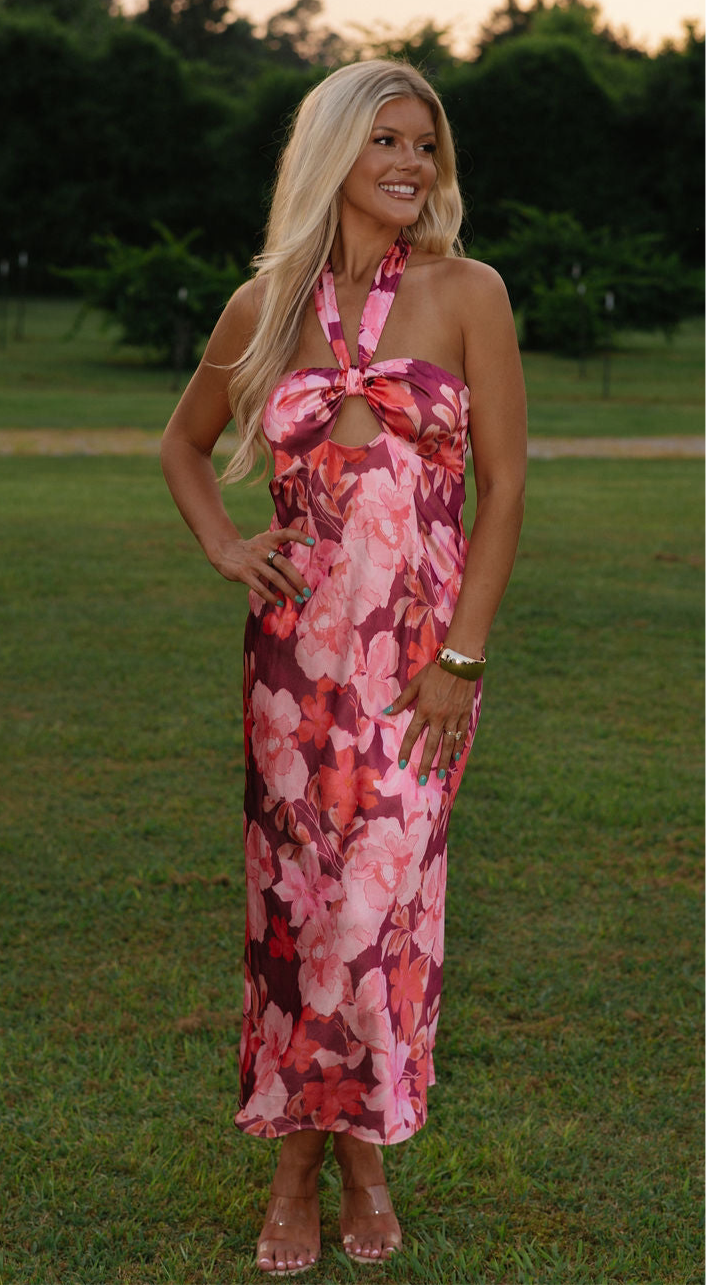 Korie Floral Midi Dress- Purple Mix