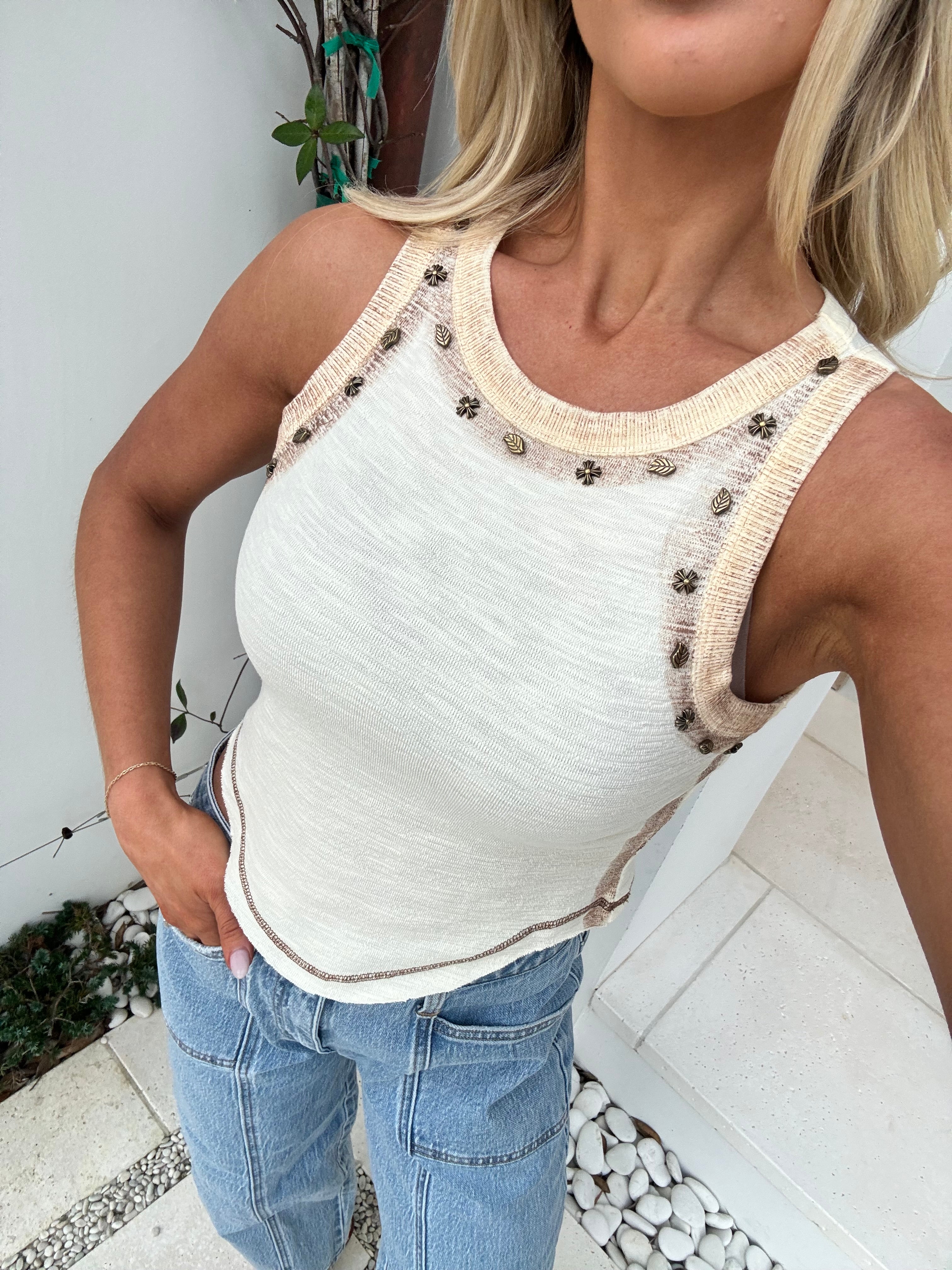 Arabella Sleeveless Knit Top-Cream
