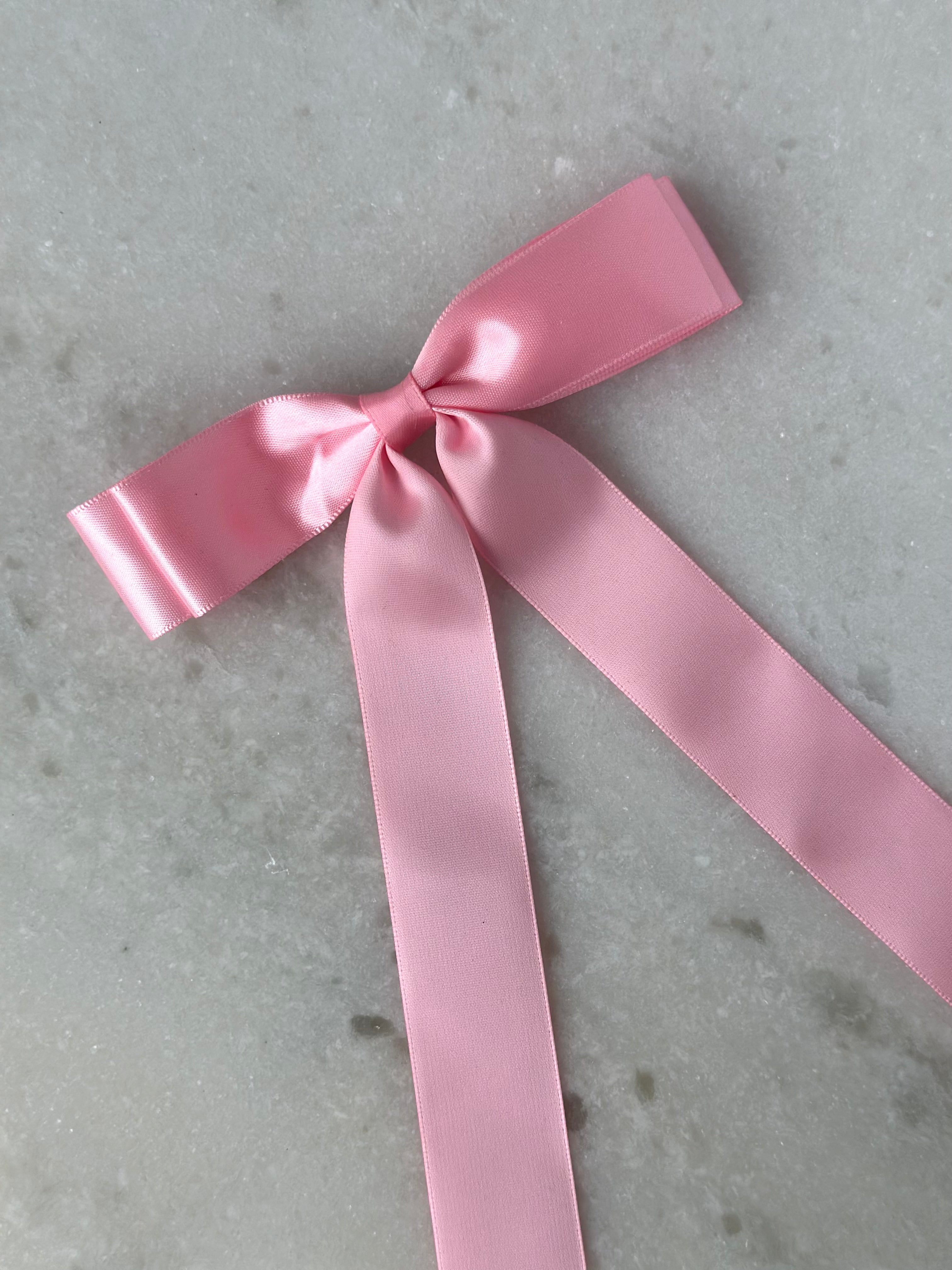 Satin Bow Hair Clip- Baby Pink