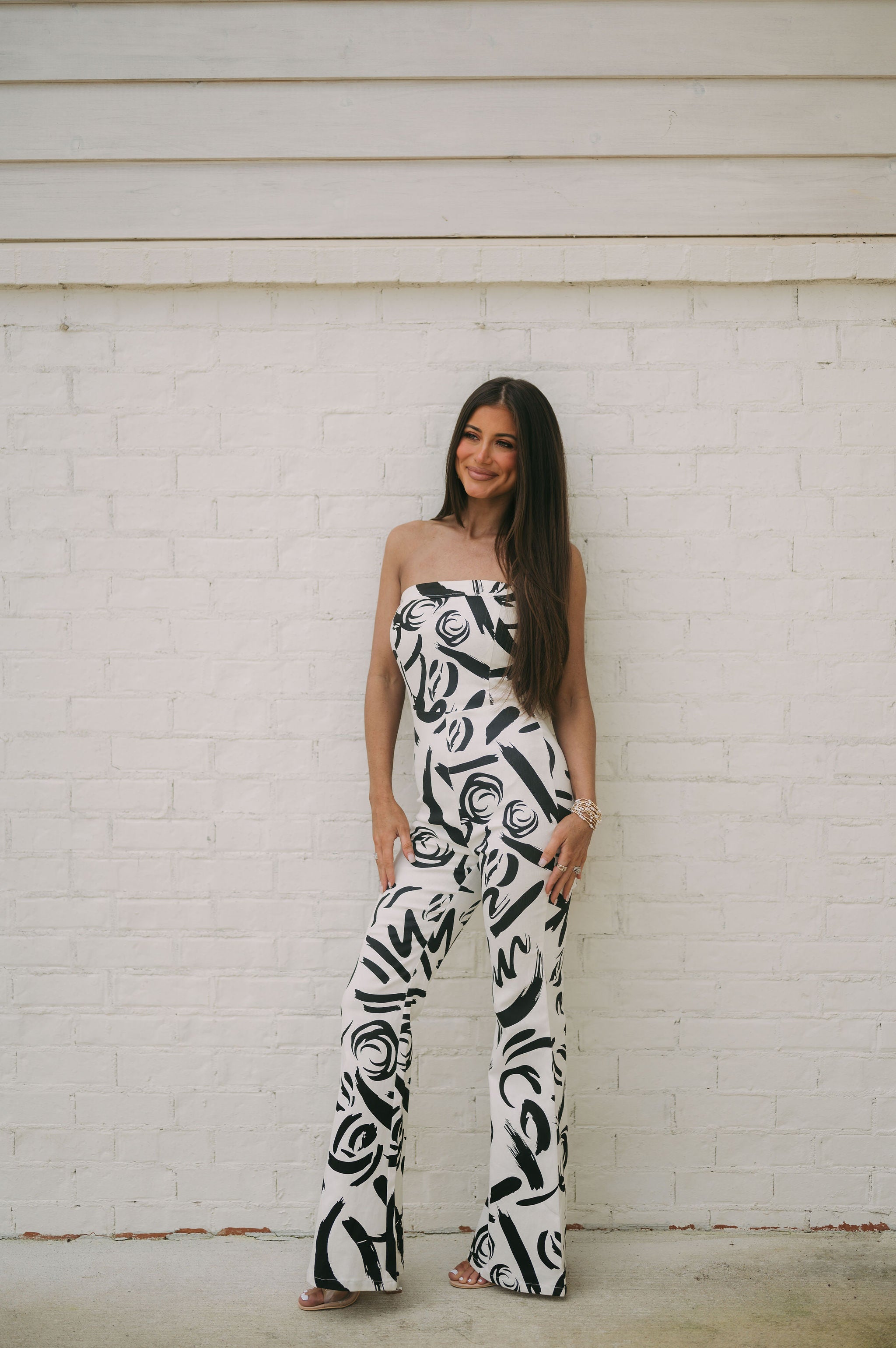Strapless Abstract Jumpsuit