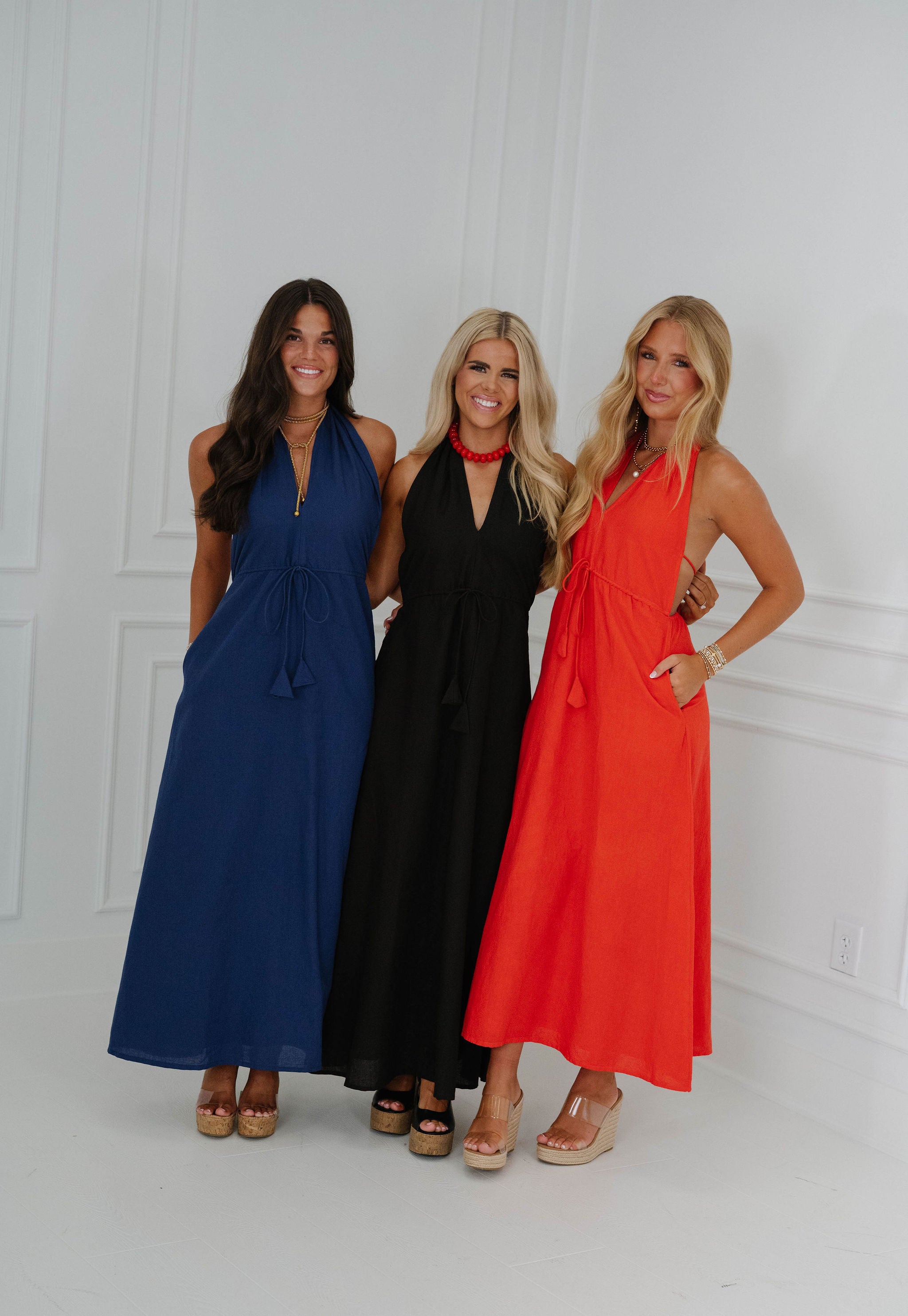 Ainsley Halter Dress-Navy