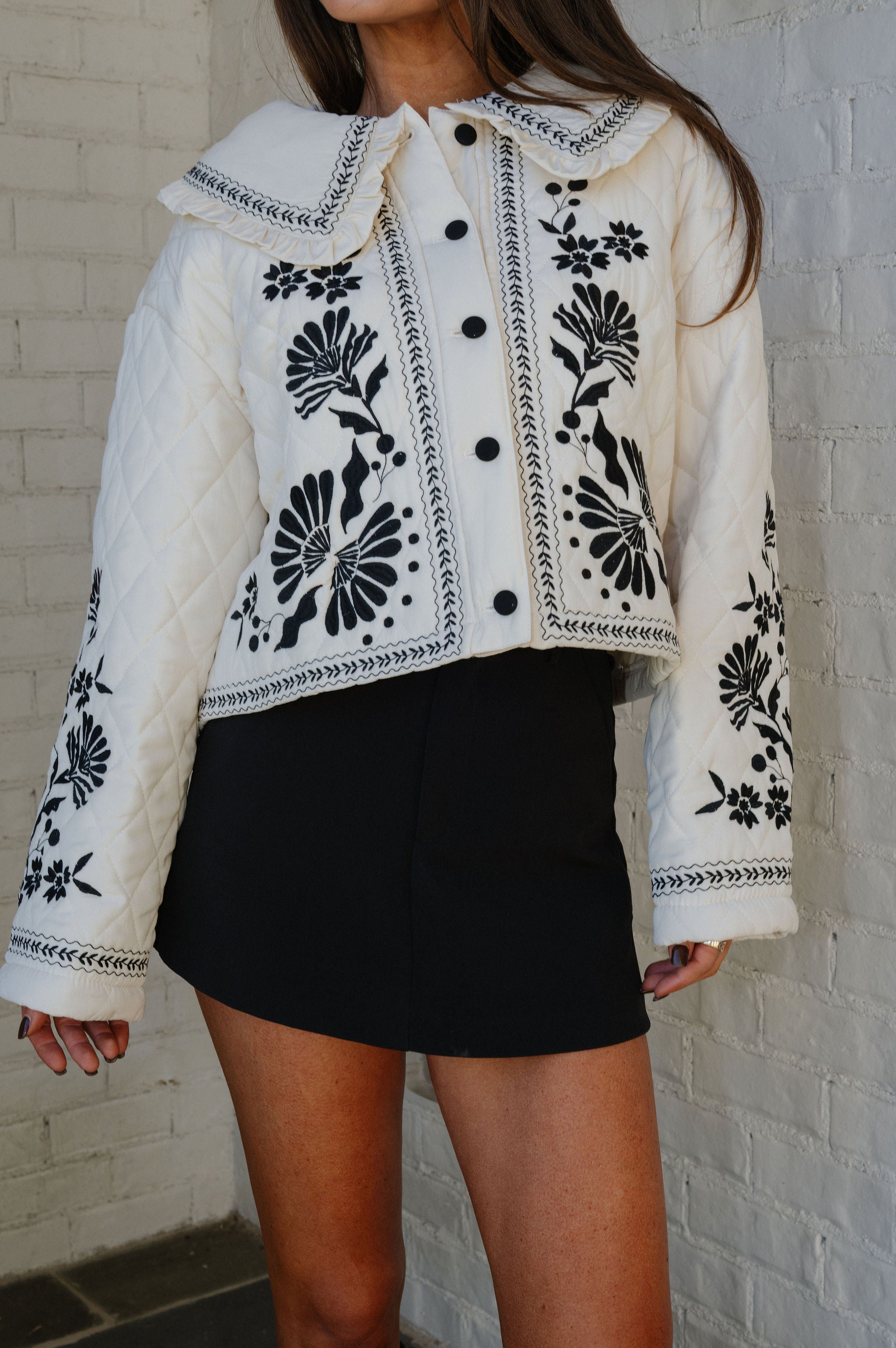 Sofia Embroidered Jacket-Light Taupe