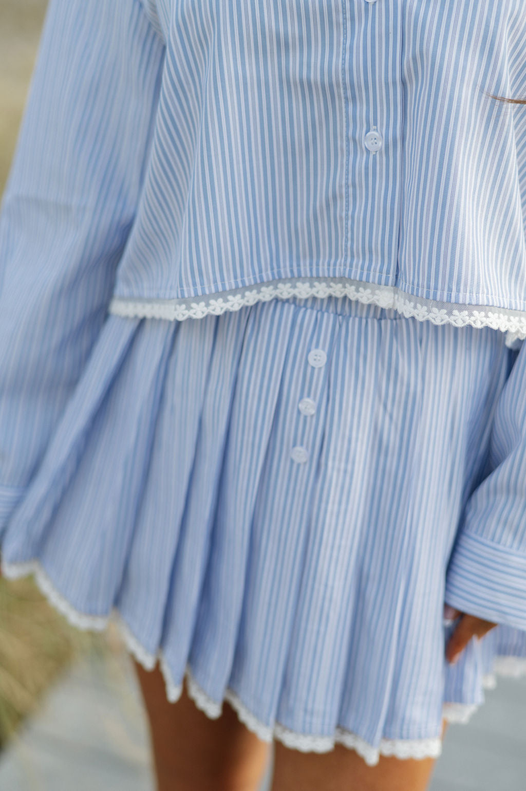 Annie Pleated Skirt Set-Blue//DOORBUSTER