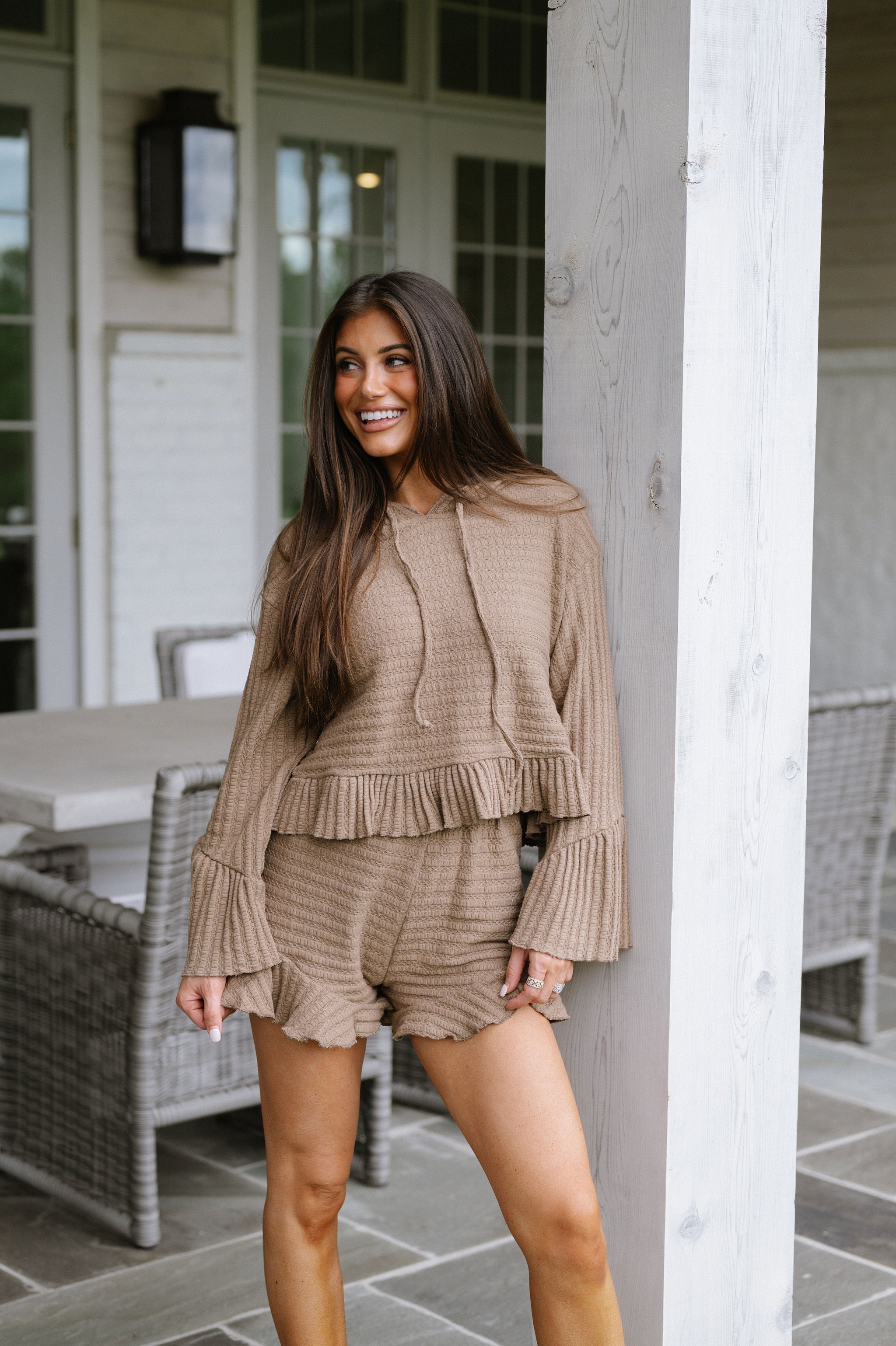 Ruffled Shorts Set-Mocha