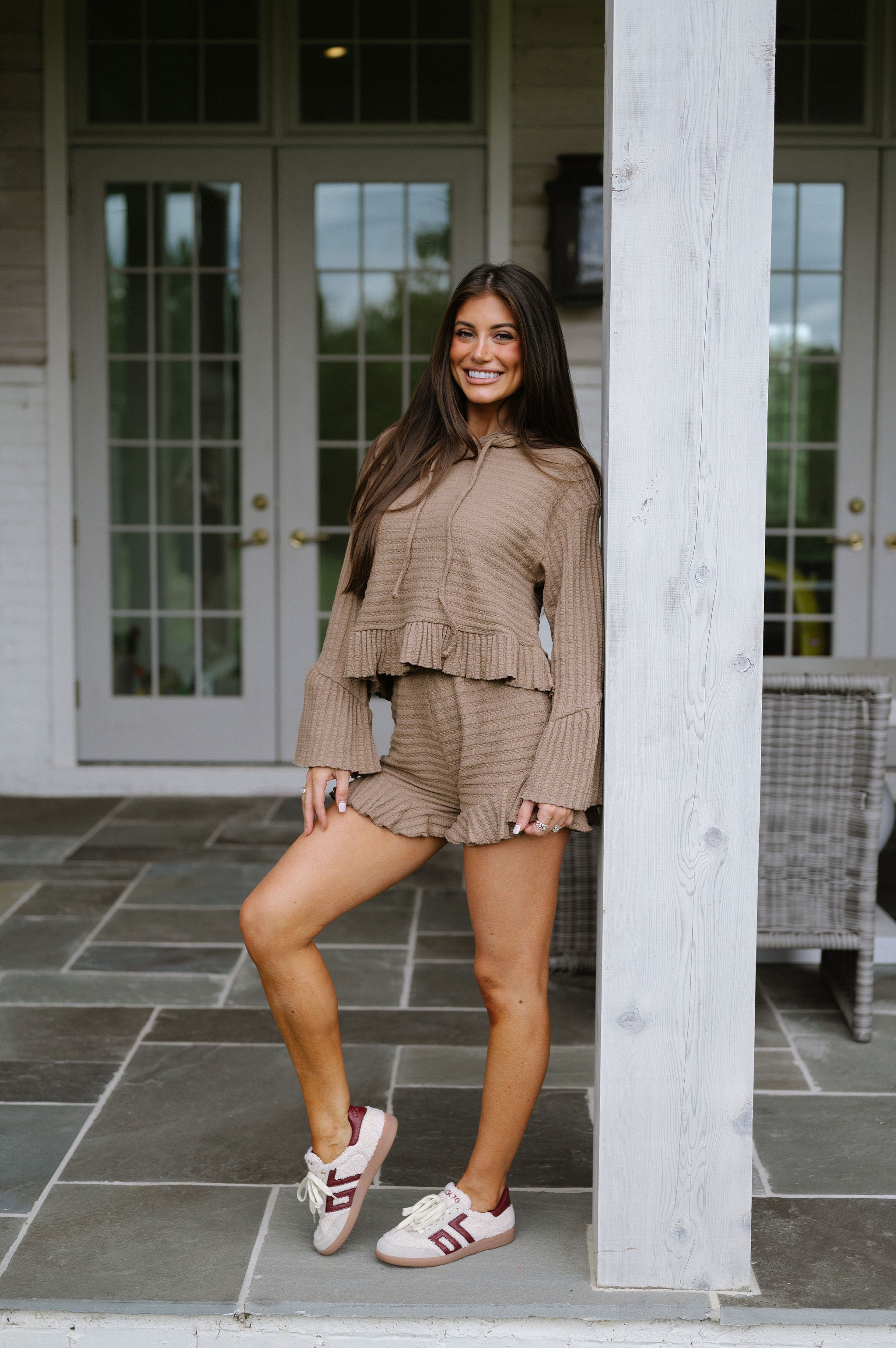 Ruffled Shorts Set-Mocha