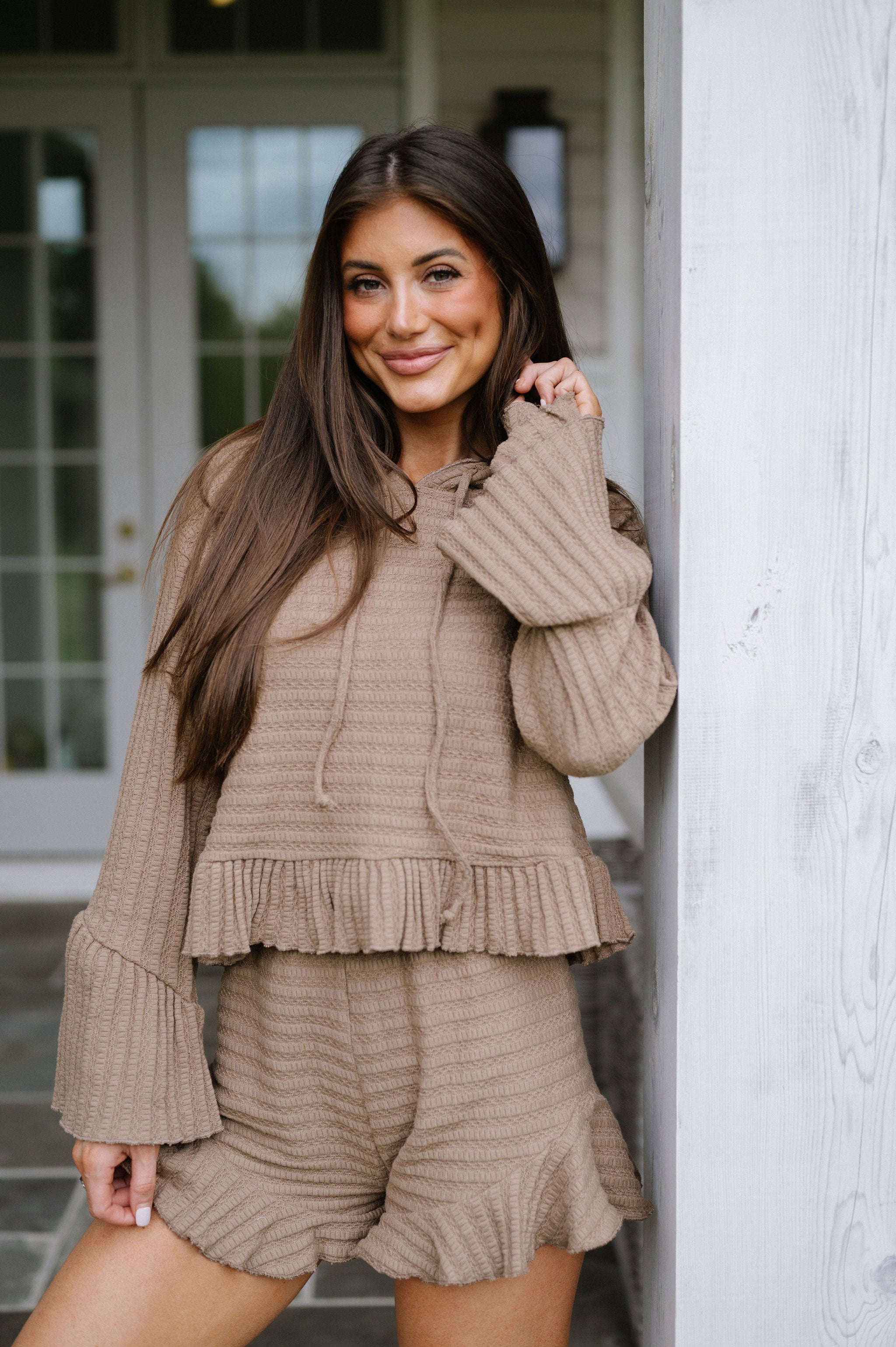 Ruffled Shorts Set-Mocha