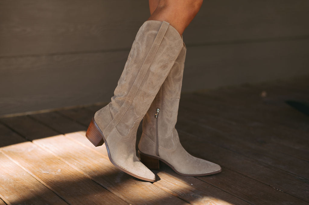 Jessie Boots-Taupe Suede