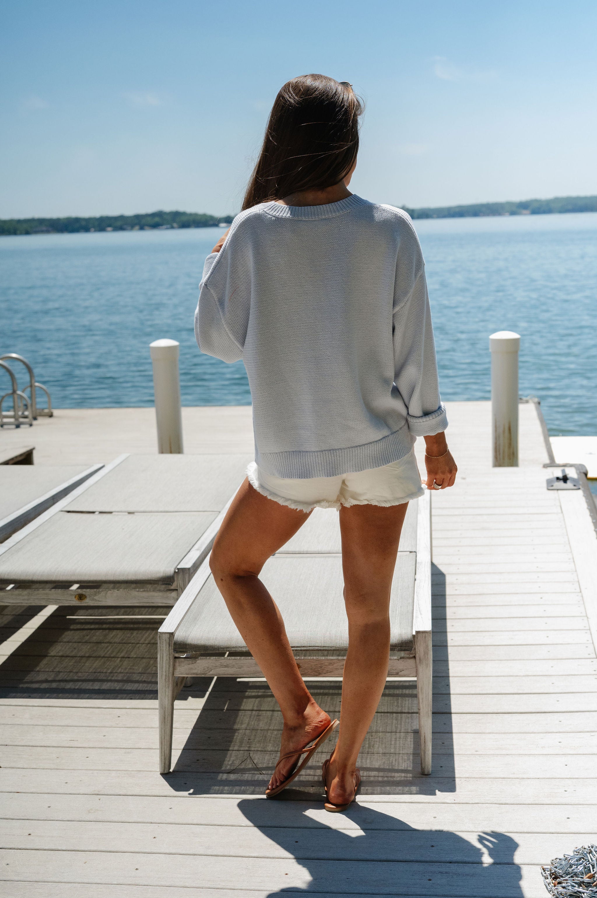 Round Neck Sardine Sweater-Baby Blue