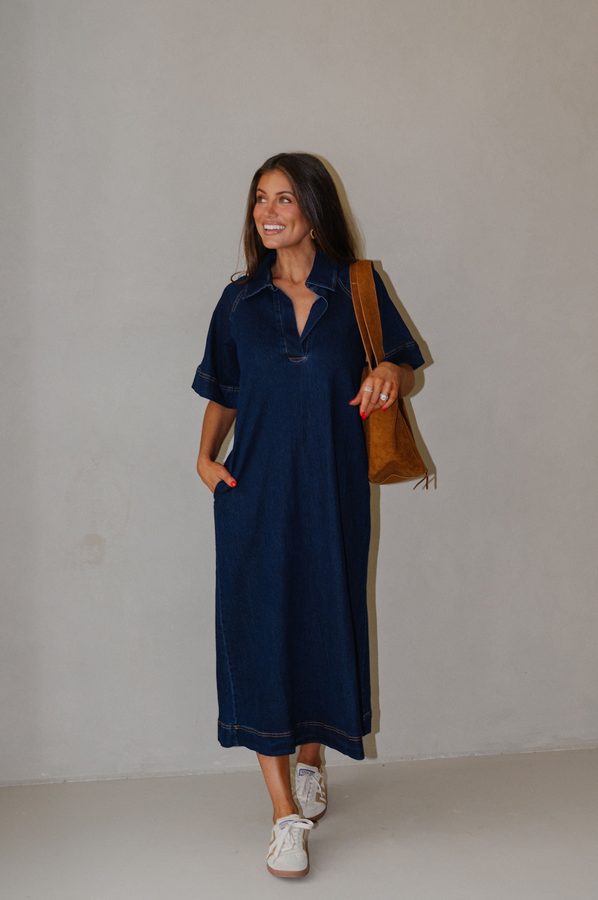 Weston Midi Dress-Dark Denim