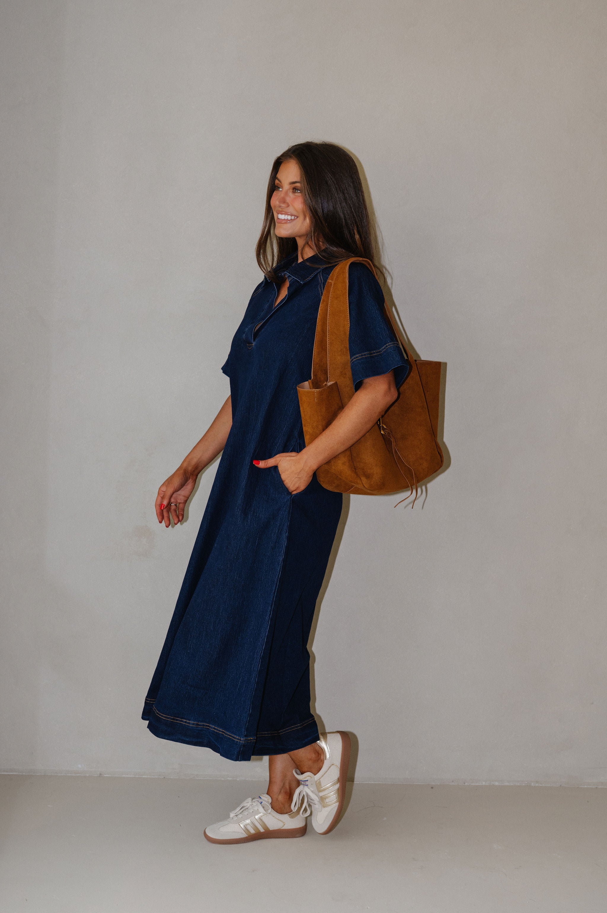 Weston Midi Dress-Dark Denim