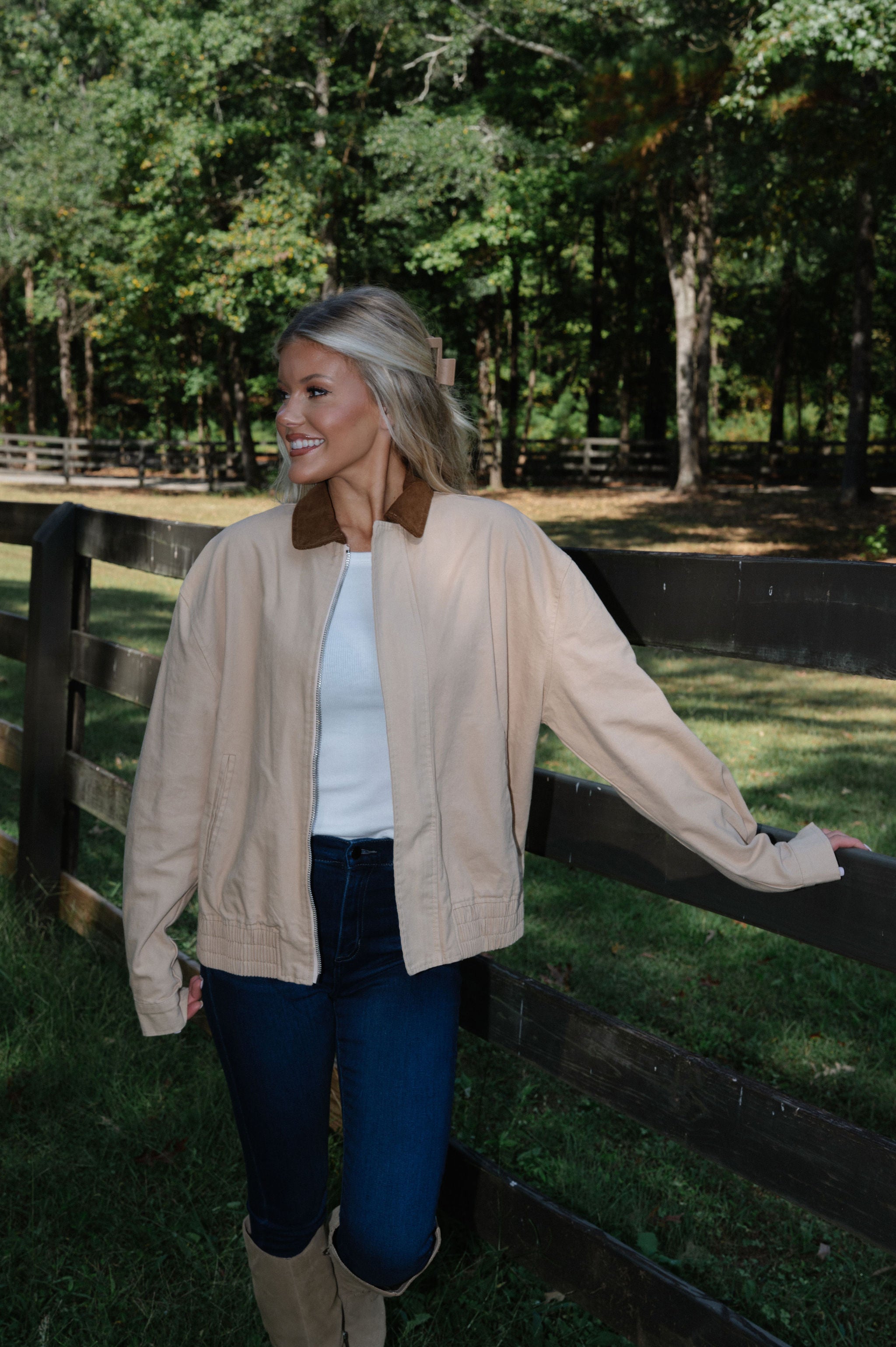 Beau Bomber Jacket-Taupe